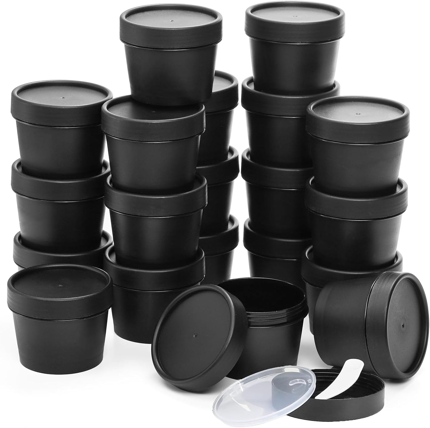 Nicunom 20 Pack 100ml Plastic Cosmetic Container Jars, Leakproof Makeup Containers Refillable Plastic Pot Jars with Lids for DIY or Travel Storage Lotions, Cream, Body Butter, Slime & Beauty Products