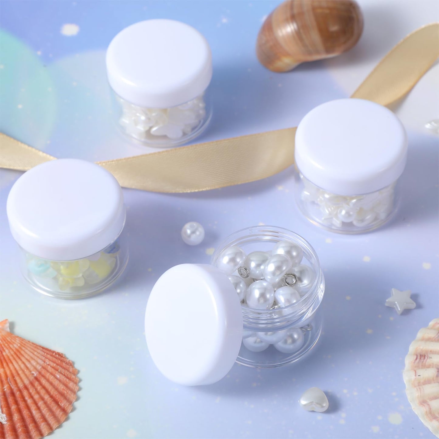 4 Pcs Plastic Cosmetic Cream Jars with Lids - Spatula, Travel-Sized, Leak-Proof, Refillable Makeup Containers, 0.7oz Round Jars for Storage Liquid Oils, Salves, DIY Making (Black)