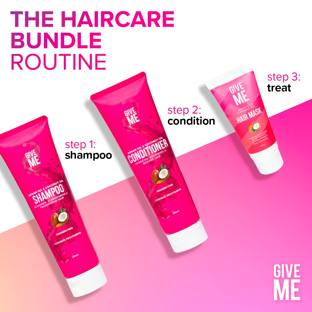 Give Me Cosmetics, Shampoo and Conditioner Sets, with Hair Mask, Aloe Vera & Coconut Oil, for Dry Damaged, Silicone, Sulphate & Paraben Free, Haircare Gift Set for Teenage Girls Women