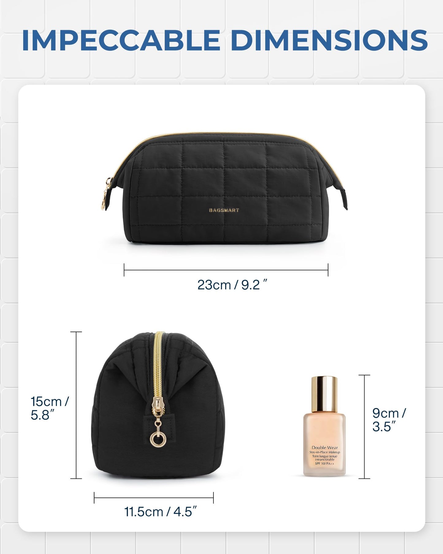 BAGSMART Makeup Bag Travel Cosmetic Bag, Puffy Padded Make Up Bags for Women, Large Capacity Wide-Open Travel-Size Toiletries Pouch, Purple