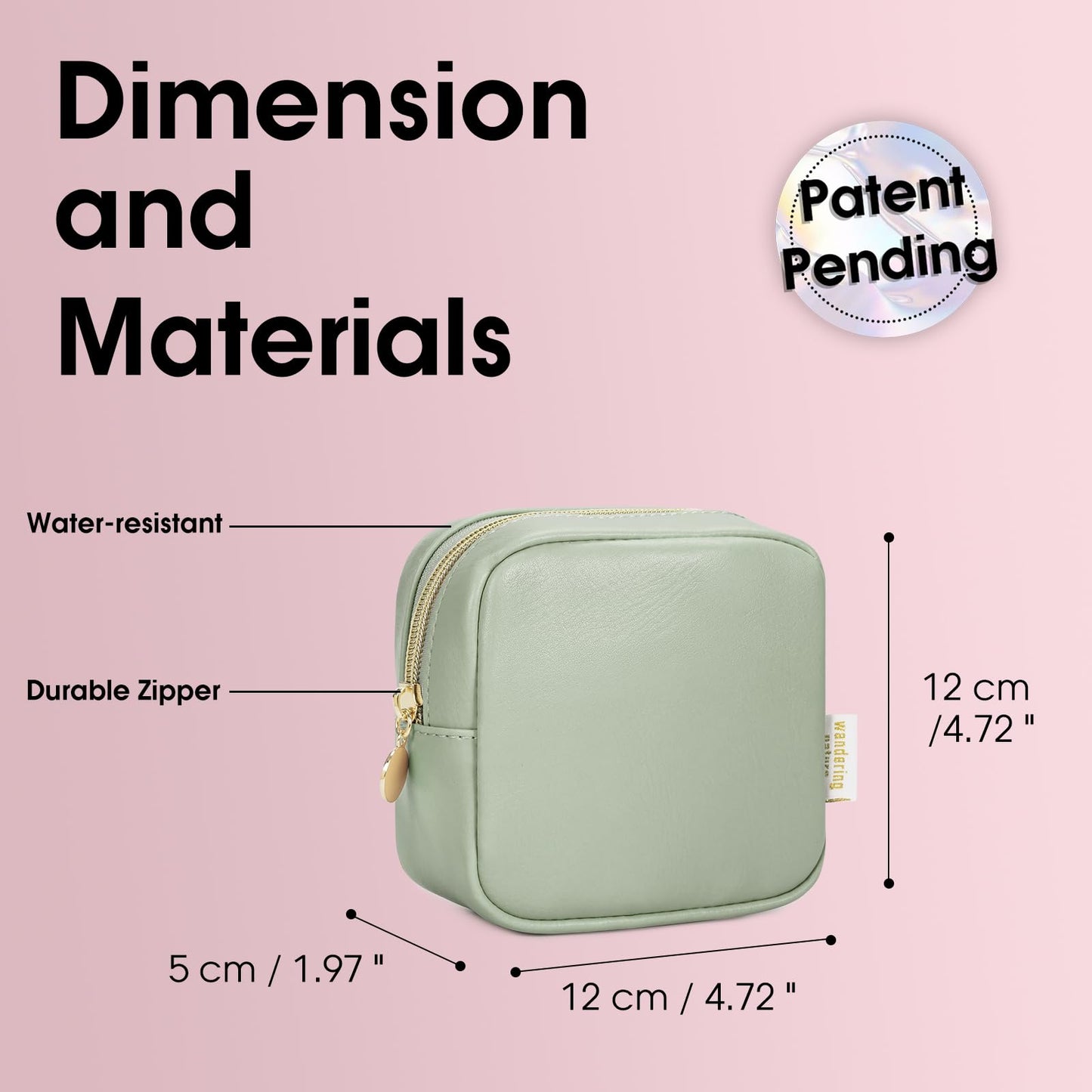 Small Makeup Bag for Handbag, Mini Make Up Bag for Purse, Small Makeup Pouch for Women, Cosmetic Bag with Slip-in Pockets, Vegan Leather Travel Makeup Bag, Black (Patent Pending)