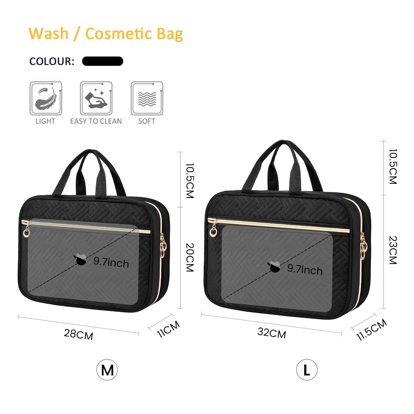 LOVEVOOK Toiletry Bag Hanging Travel Wash Bag for Women, Waterproof Toiletries Makeup Bags with Hook, Large Cosmetic Organizer Ladies, for Full Sized Container