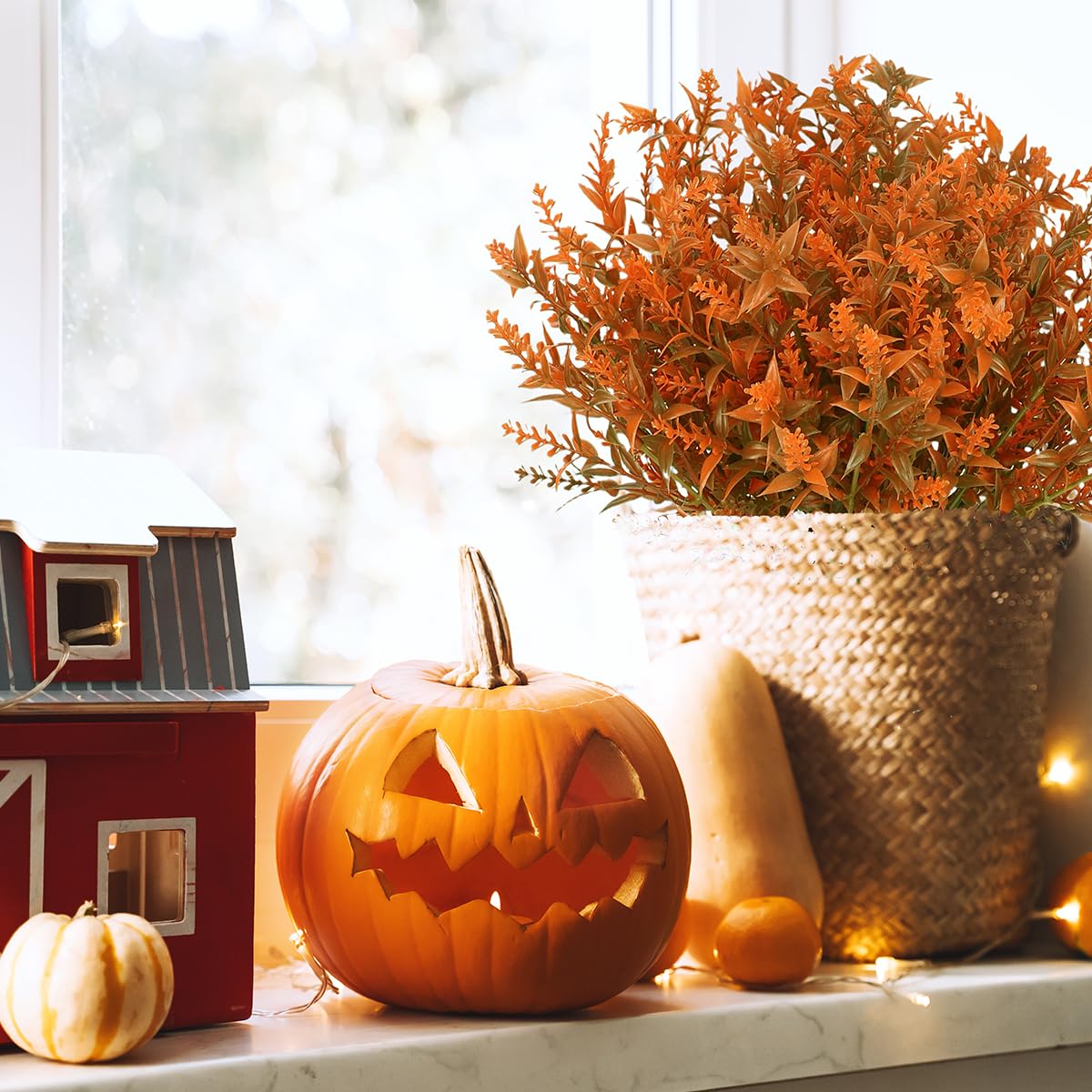 12 Bundles Artificial Fall Flowers No Fade Faux Autumn Plants,Fake Indoor Outdoor Greenery for Thanksgiving Christmas Wedding Party Home Garden Décor (Autumn)