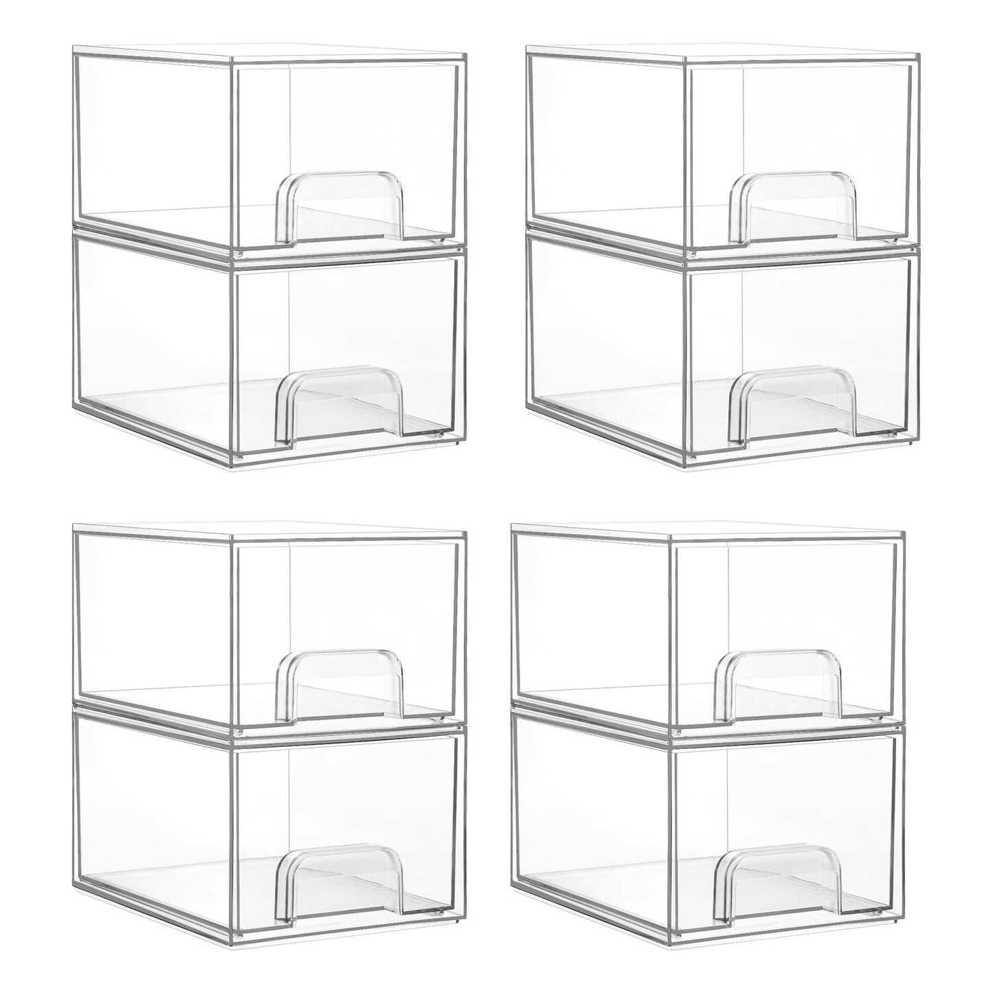Vtopmart 3 Pack Clear Small Stackable Storage Drawers, Acrylic Bathroom Makeup Organiser, Plastic Storage Box For Vanity, Under Sink, Kitchen Cupboard, Pantry, Home Organization