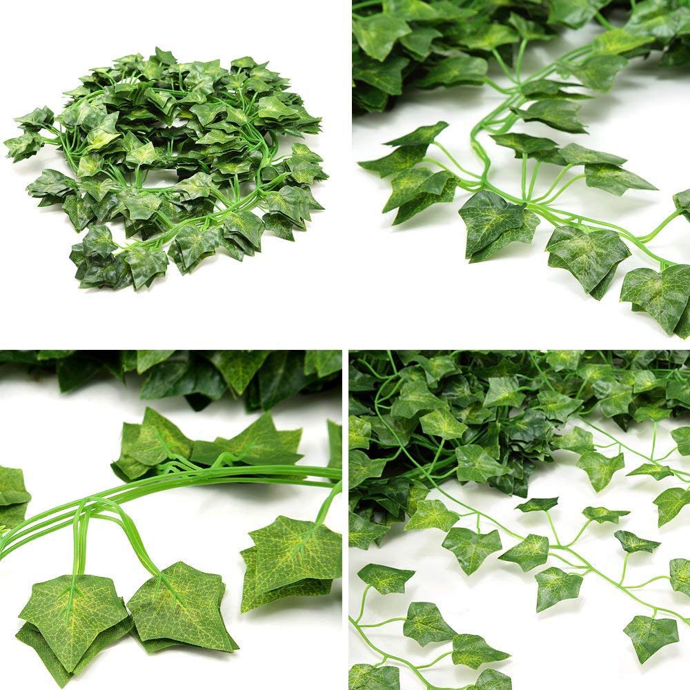 Comtelek 84 FT Artificial Ivy 12 Pack Ivy Vine Garland Ivy Leaves Greenery Garlands Clip Hanging Fake Leaf Plants Faux Green Flowers Decor Home Kitchen Garden Office Wedding Wall