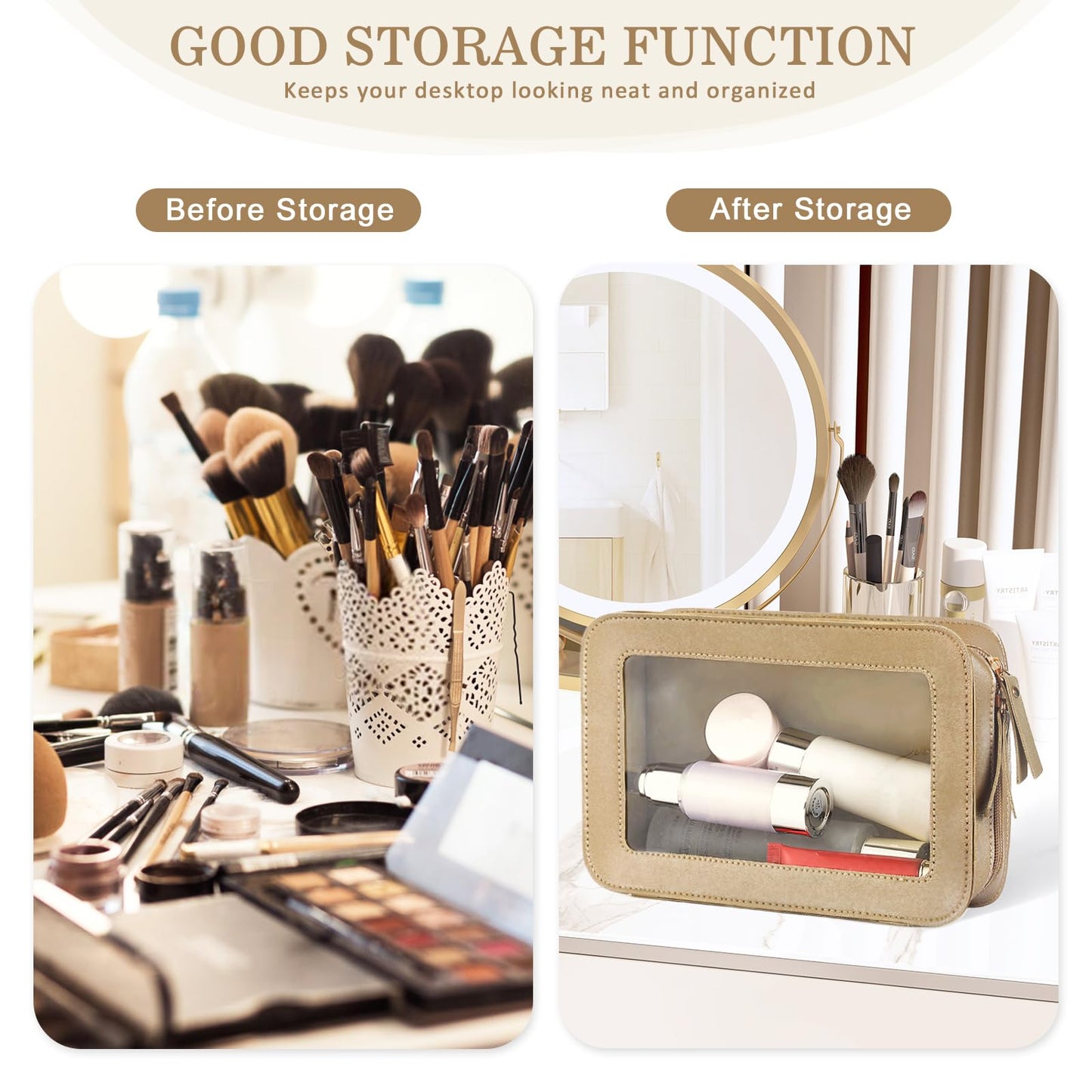 Clear Makeup Bag Travel Toiletries Bags for Women Cosmetic Bags with Double Zippers Waterproof Small Makeup Bag for Ladies Girls