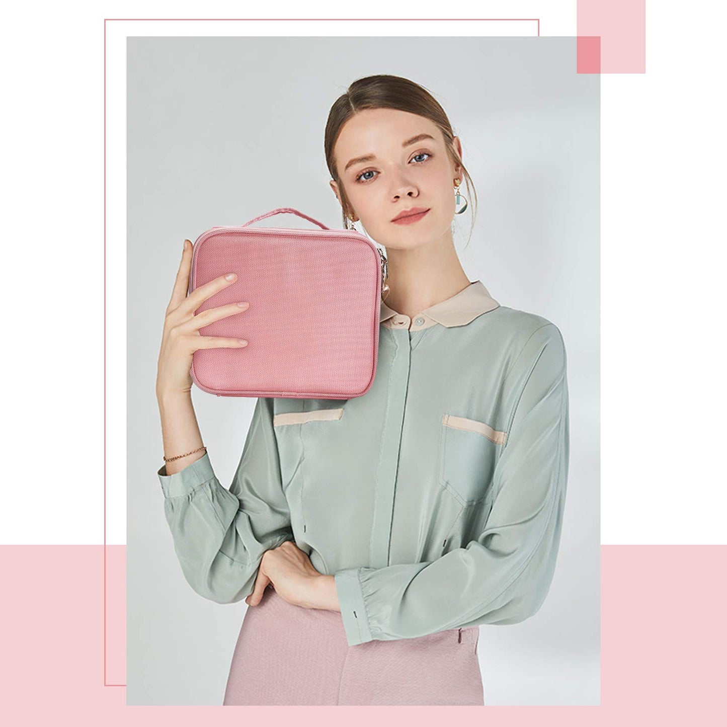 Joligrace Makeup Bag Cosmetic Case Vanity Travel Beauty Box Make Up Train Case Hairdressing Tools Organiser with Adjustable Compartment Oxford Fabric, Black