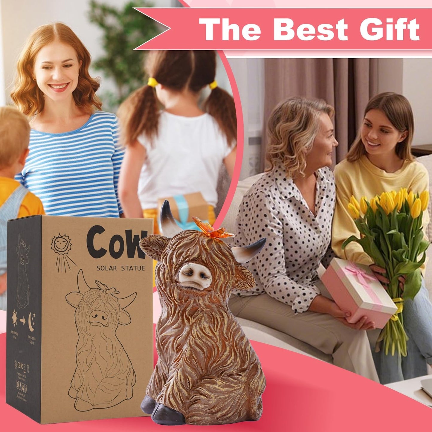 Dog Garden Ornaments With Solar Butterfly - Unique Gifts for Women Mum Men - Outdoor Puppy Decor for Patio Yard Lawn Balcony Resin Waterproof Sculpture