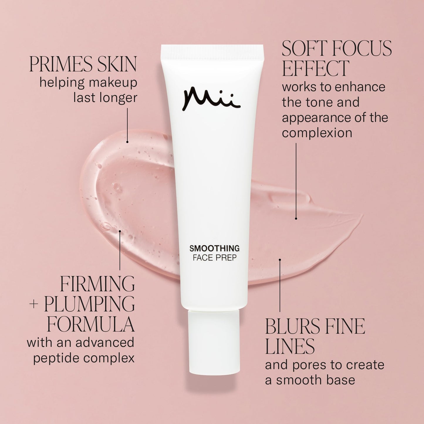 Mii Cosmetics Primer Makeup, Smoothing Face Prep, Blurs Fine Lines and Pores, Firms and Plumps, Longer Lasting, 30 ml