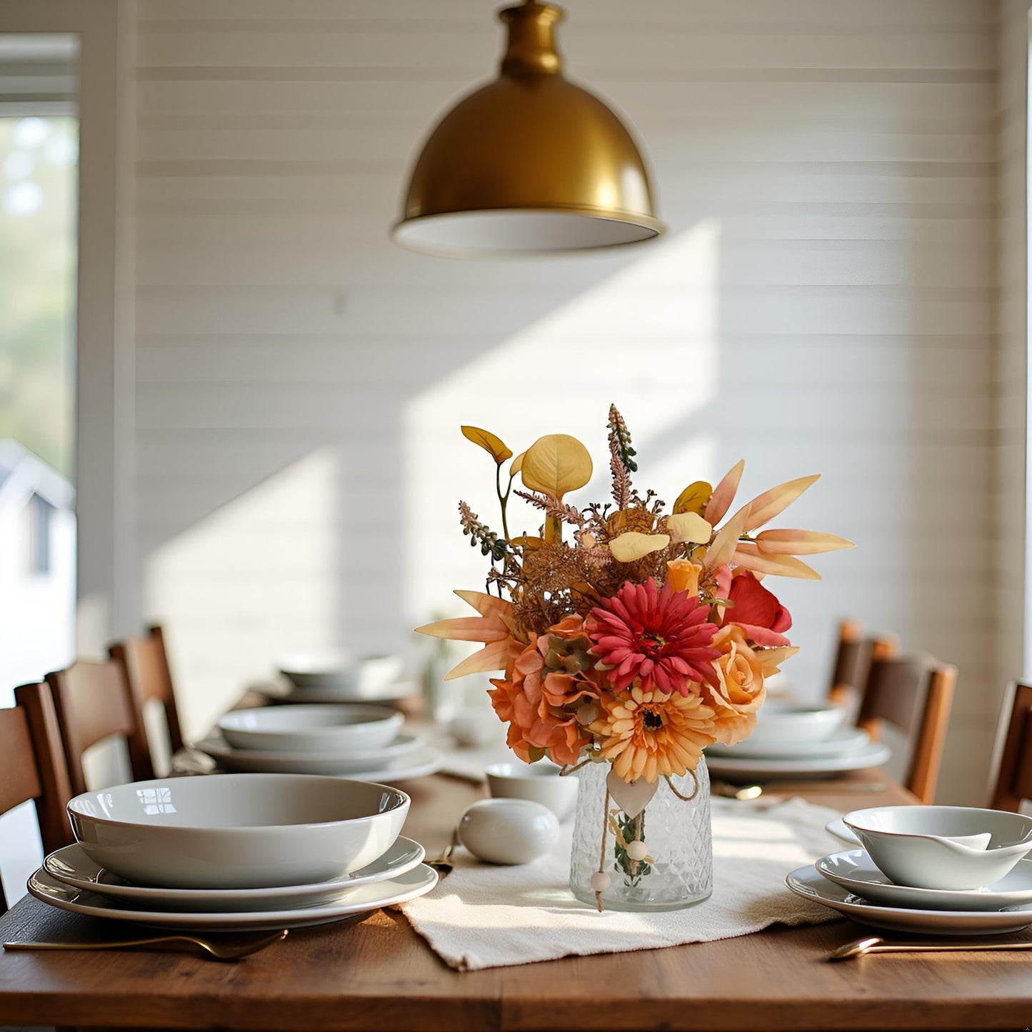 Artificial Flowers With Vase Faux Hydrangea Flower Arrangements for Home Garden Party Wedding Decoration