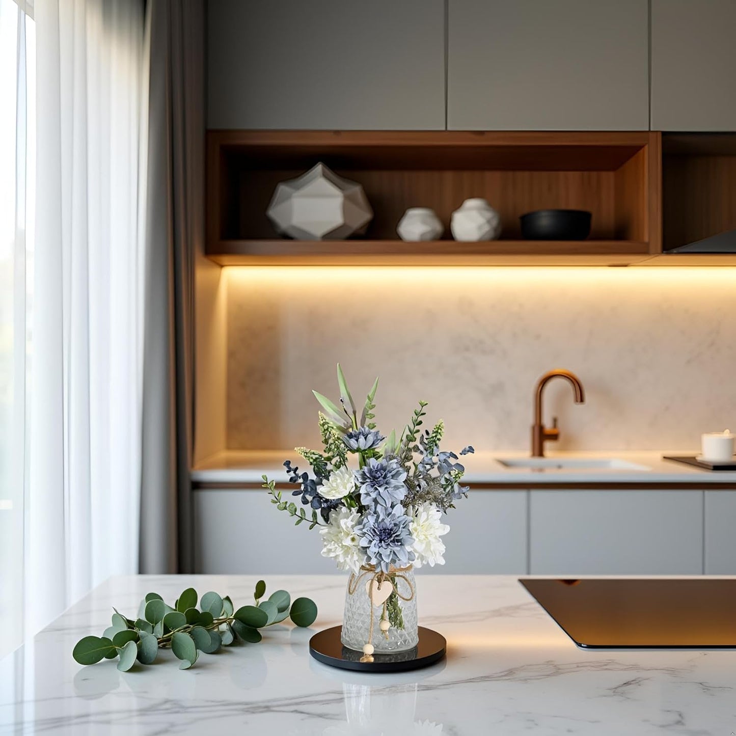 Artificial Flowers With Vase Faux Hydrangea Flower Arrangements for Home Garden Party Wedding Decoration