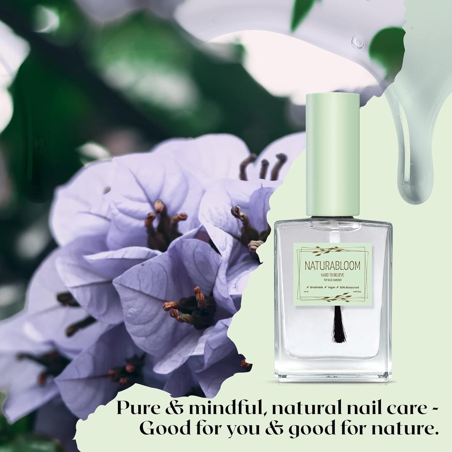 Hard to Believe 3-In-1 Nail Strengthener and Growth Polish - Nail Hardener and Strengthener Professional, Top, & Base Coat at Your Fingertips - Biosourced, Vegan & Breathable Nail Top Coat