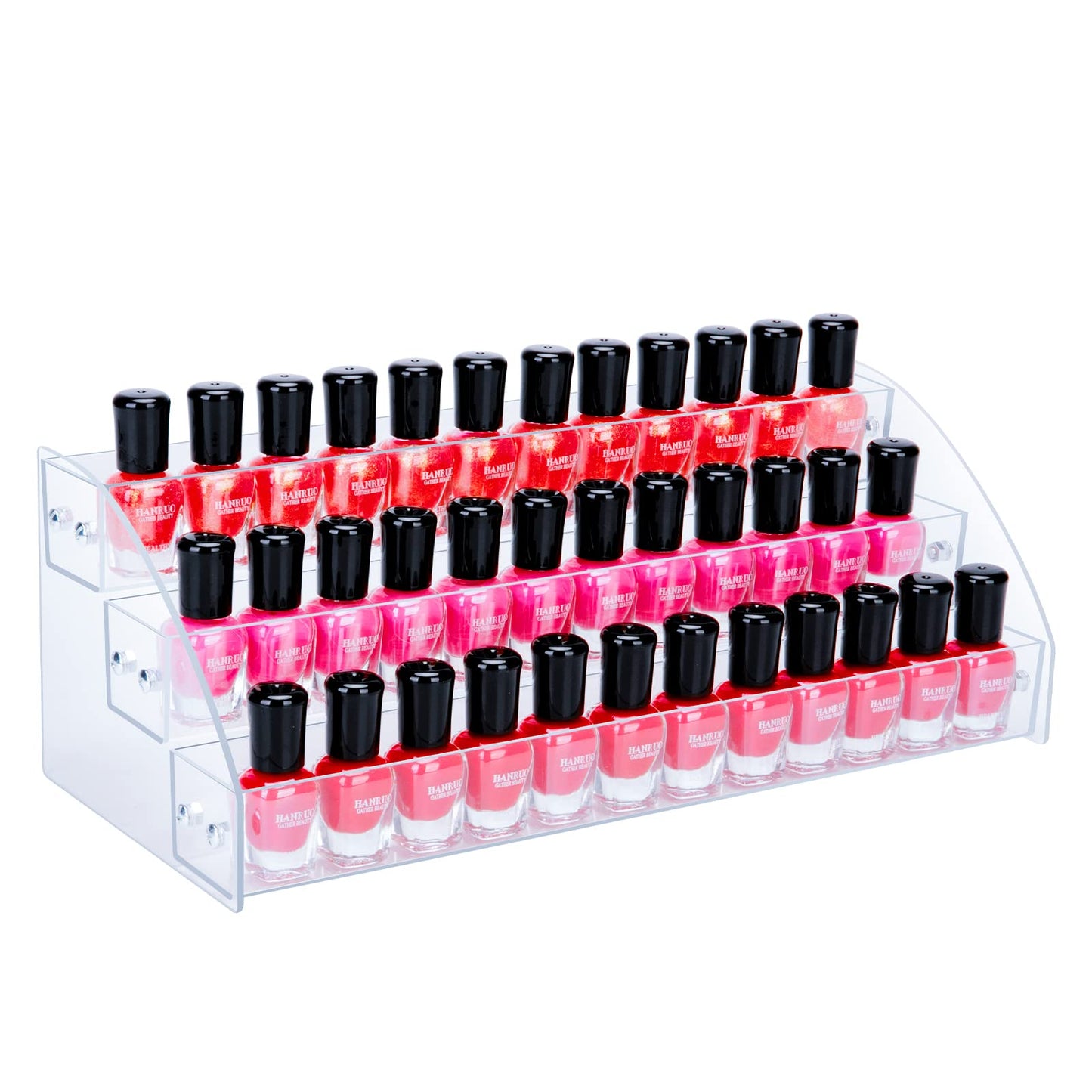 KINGROW Nail Polish Organizer Holder Rack 6 Layers Acrylic Display Rack Eyeglasses Shelf Essential Oils Ink Storage Holds Up to 96 (Fit 1-2oz Bottles)