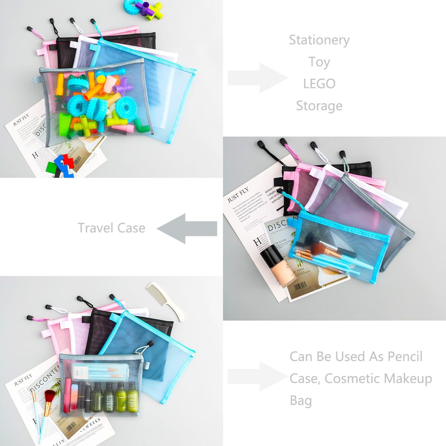 scicent Plastic Wallets A4 Zip Wallets 5PCS Plastic Folders Zip Lock Bags A4 Zip Folder Document Wallet Zipper File Bags for School Home Cosmetics Skincare Products Grey-A4