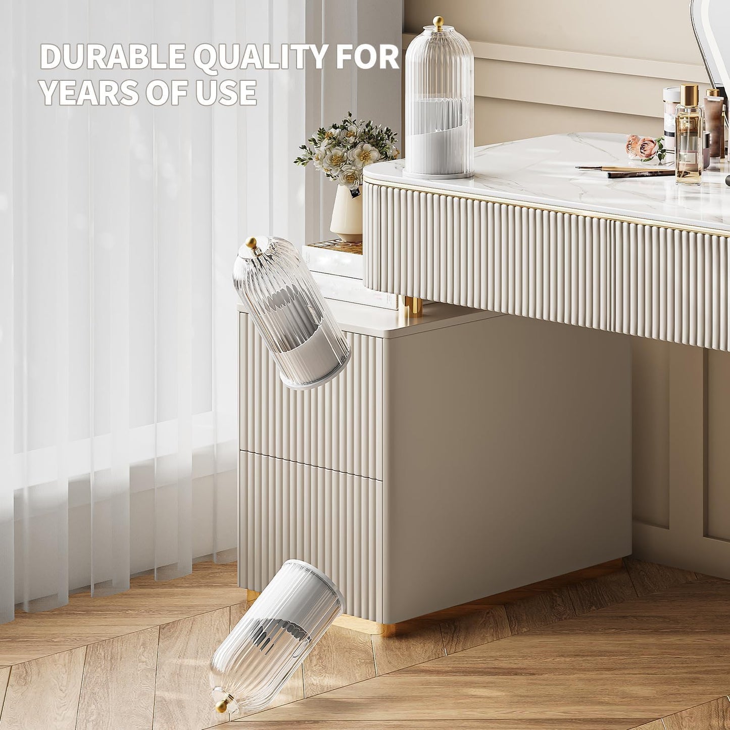 Makeup Brush Holder Rotating Organiser with Clear Lid,Sliding Opening Dustproof Makeup Brush Case Make up Organizer Storage for Dressing Table Organiser,Vanity,White Black