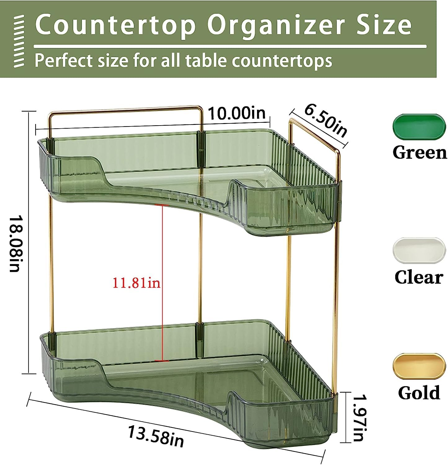 Bingobang Makeup Organiser Corner Trays, 3 Tiers Skincare Cosmetic Organizer Acrylic Large, Storage Tidy for Lipstick, Nail Care, Perfume, Brush, Vanity Dresser, Bedroom, Kitchen, Bathroom(Grey)