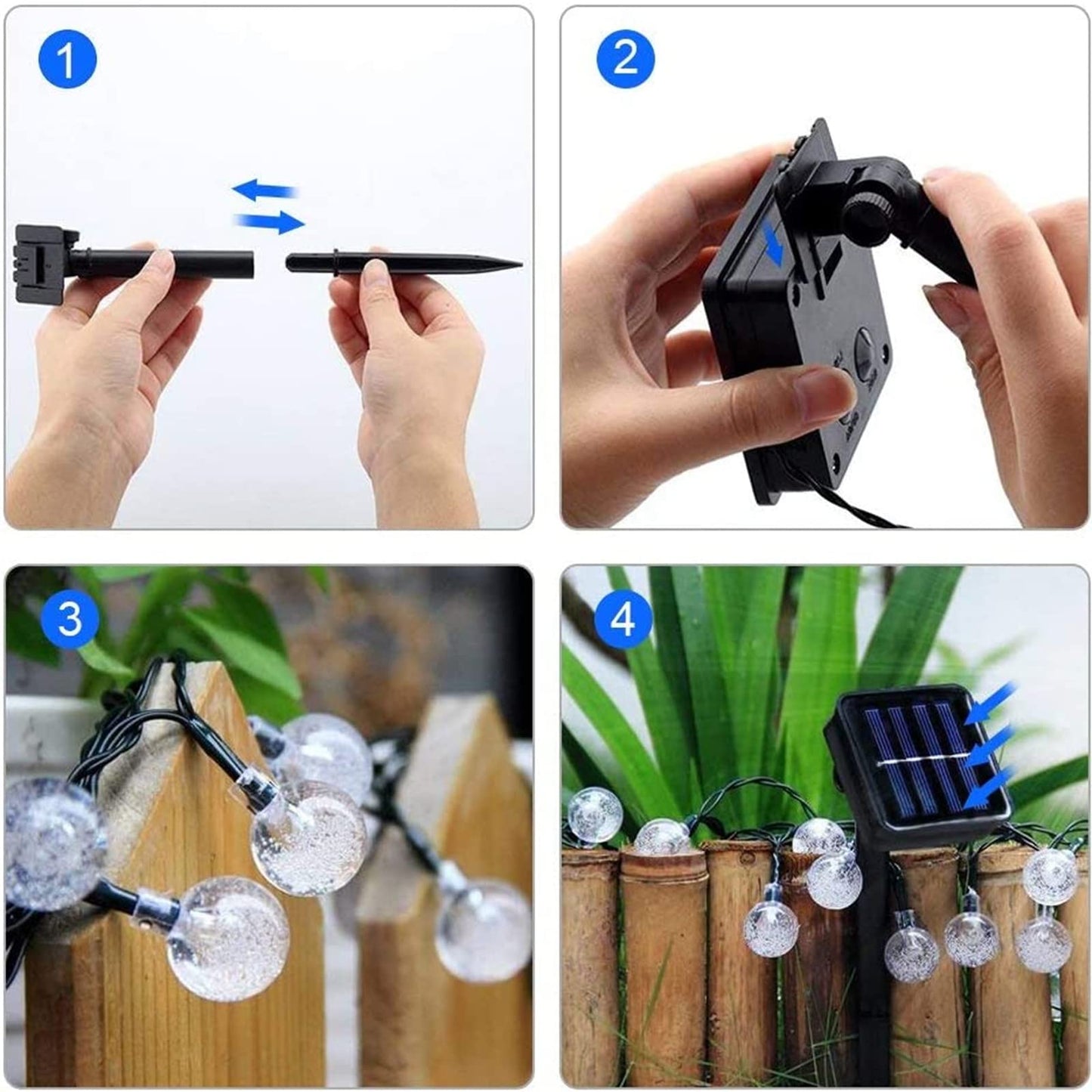 Solar Garden Lights Outdoor, 36ft 60 LED Solar String Lights Waterproof, Solar Powered Crystal Ball Indoor/Outdoor Fairy Lights Decorative for Garden, Patio, Yard, Festival, Parties (White)