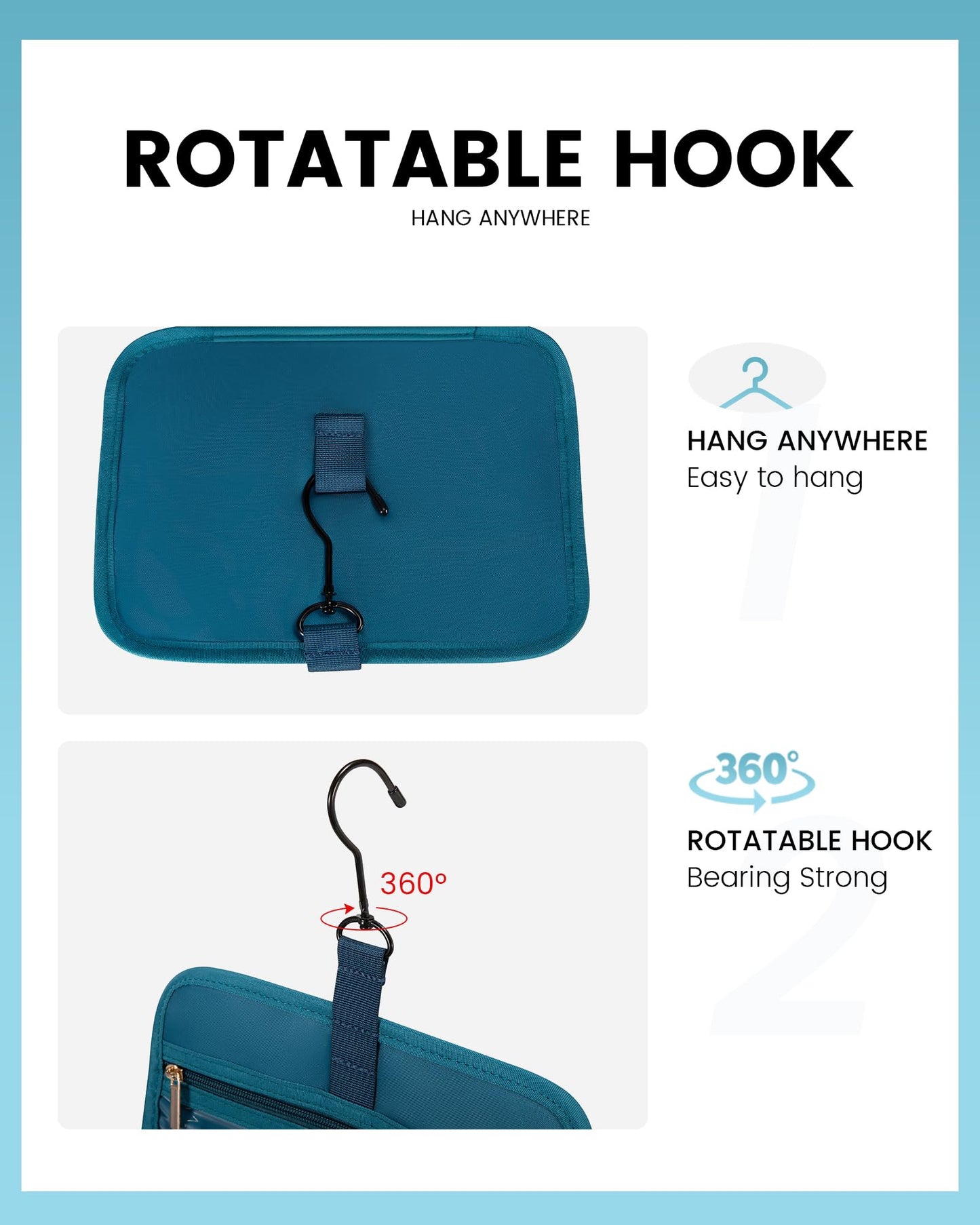 LOVEVOOK Toiletry Bag Hanging Travel Wash Bag for Women, Waterproof Toiletries Makeup Bags with Hook, Large Cosmetic Organizer Ladies, for Full Sized Container