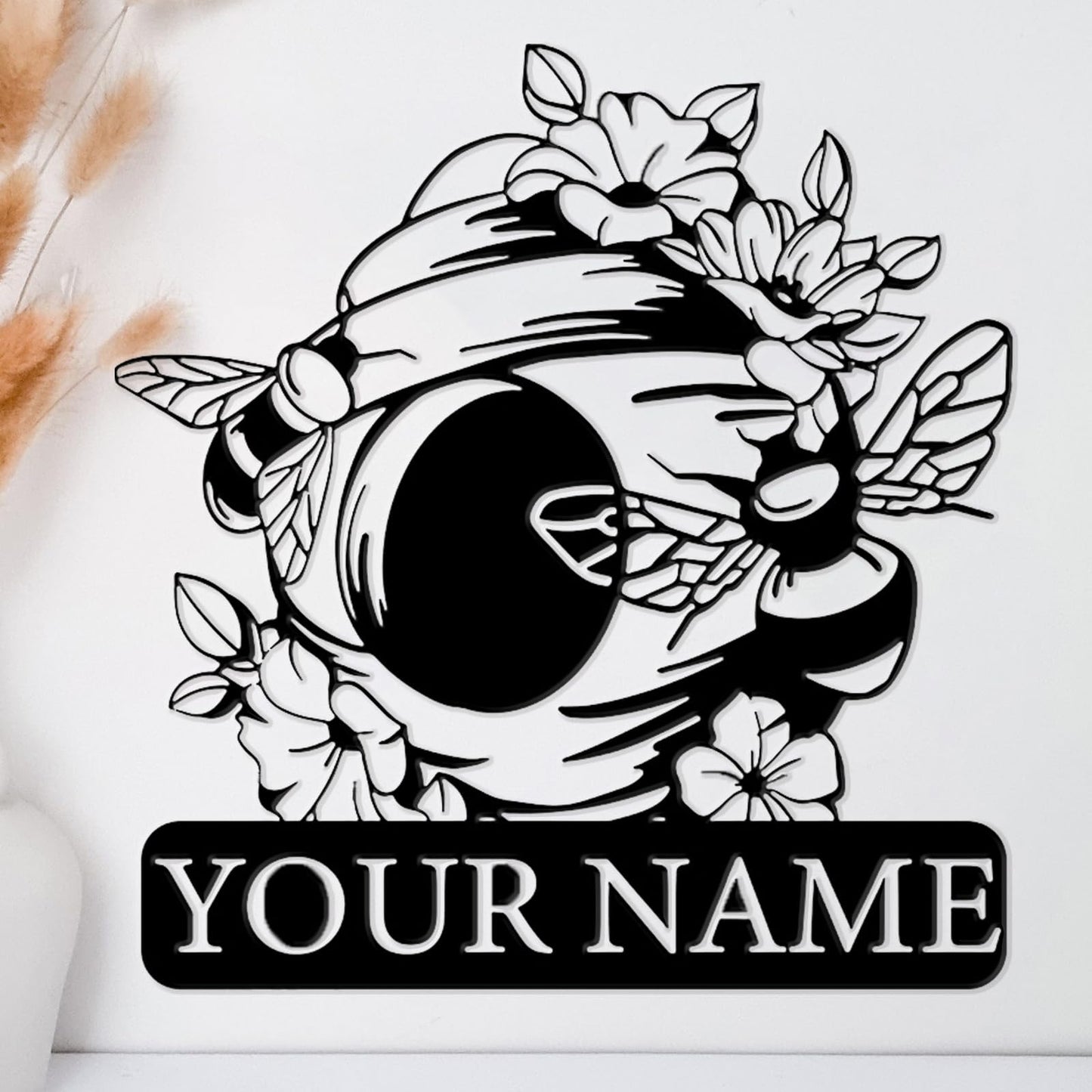 Custom Honey Bee Metal Wall Sign, Personalized Metal Bee Decor, Bee Garden Art, Gift for Bee Keeper, Bee Farm Sign, Gardener Decor, Bee Art (Bee M)