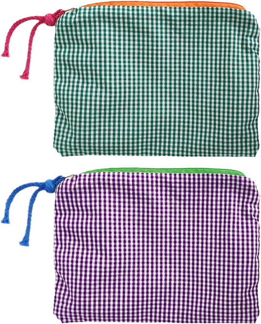 2 Small Cosmetic Bags, Small Grid Storage Bag, Convenient Storage Bag, Multi-functional Travel Cosmetic Bag, Coin Purse, Storage of Cosmetic Accessories