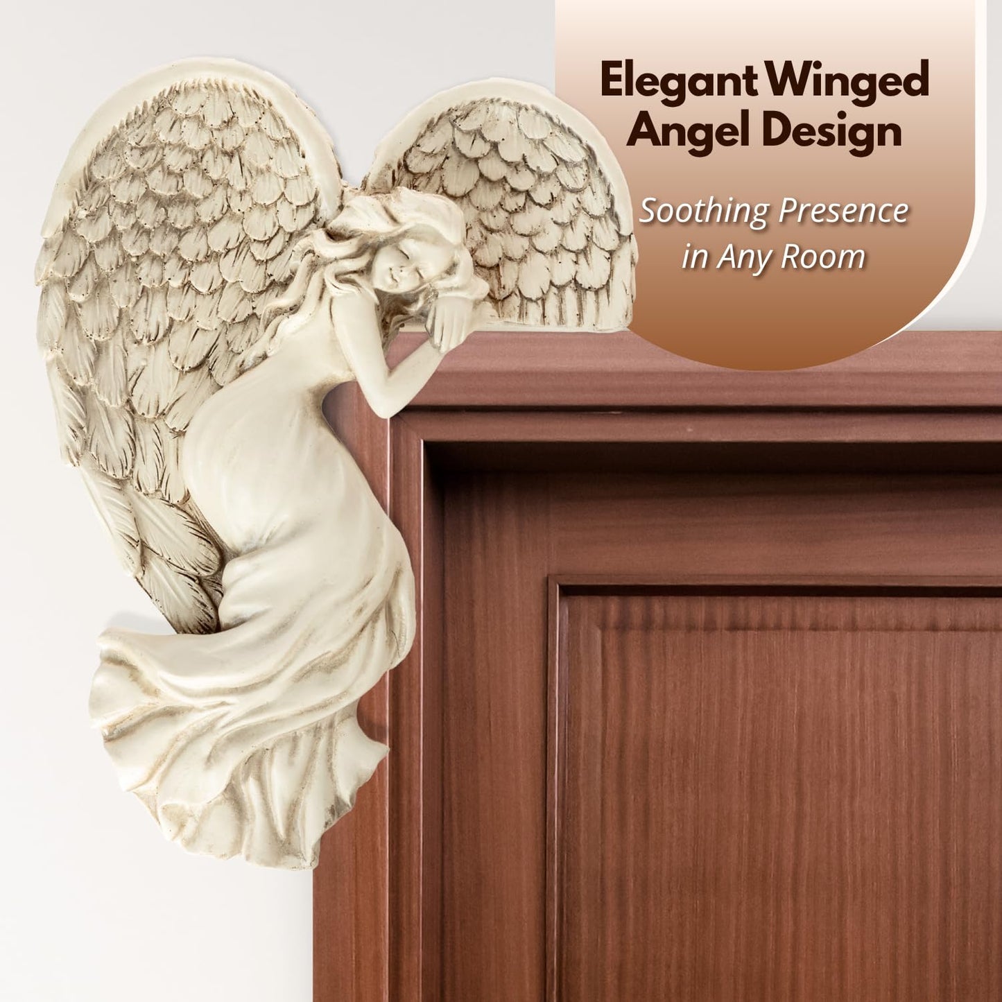Marco Paul Sleeping Angel Corner Door Frame Statue Resin Angel Ornament Stone Effect Female Figurine Angel Wings Left Angle Door Sculpture Wall Art for Garden, Weddings, Home Decor