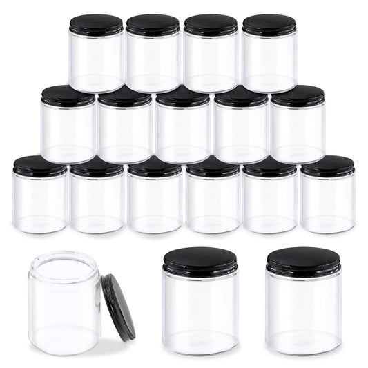 Glarks 8 Pack 8oz/240ml Glass Jars with Lids, Round Clear Glass Jars with Inner Liner and Black Lids for Storing Creams, Beauty Products, Cosmetic and Ointments