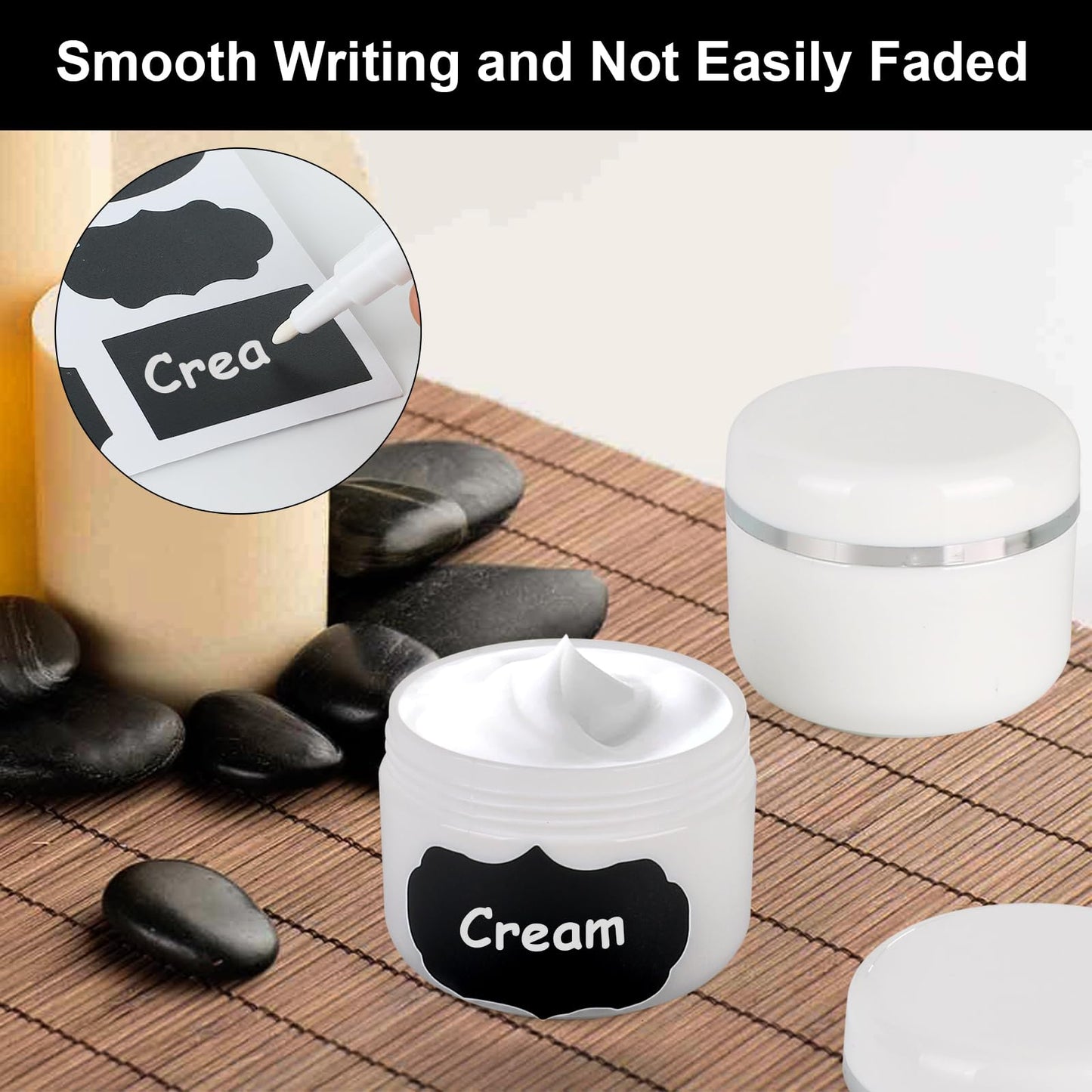 15 Pcs 50ml Cosmetic Sample Jars, Plastic Refillable Travel Pots, Cosmetic Pots with Lids, Travel Pots for Toiletries, with Spatulas, Labels and Pen for Makeup Beauty Nails