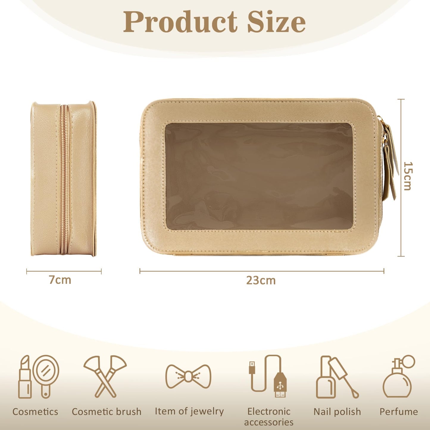 Clear Makeup Bag Travel Toiletries Bags for Women Cosmetic Bags with Double Zippers Waterproof Small Makeup Bag for Ladies Girls