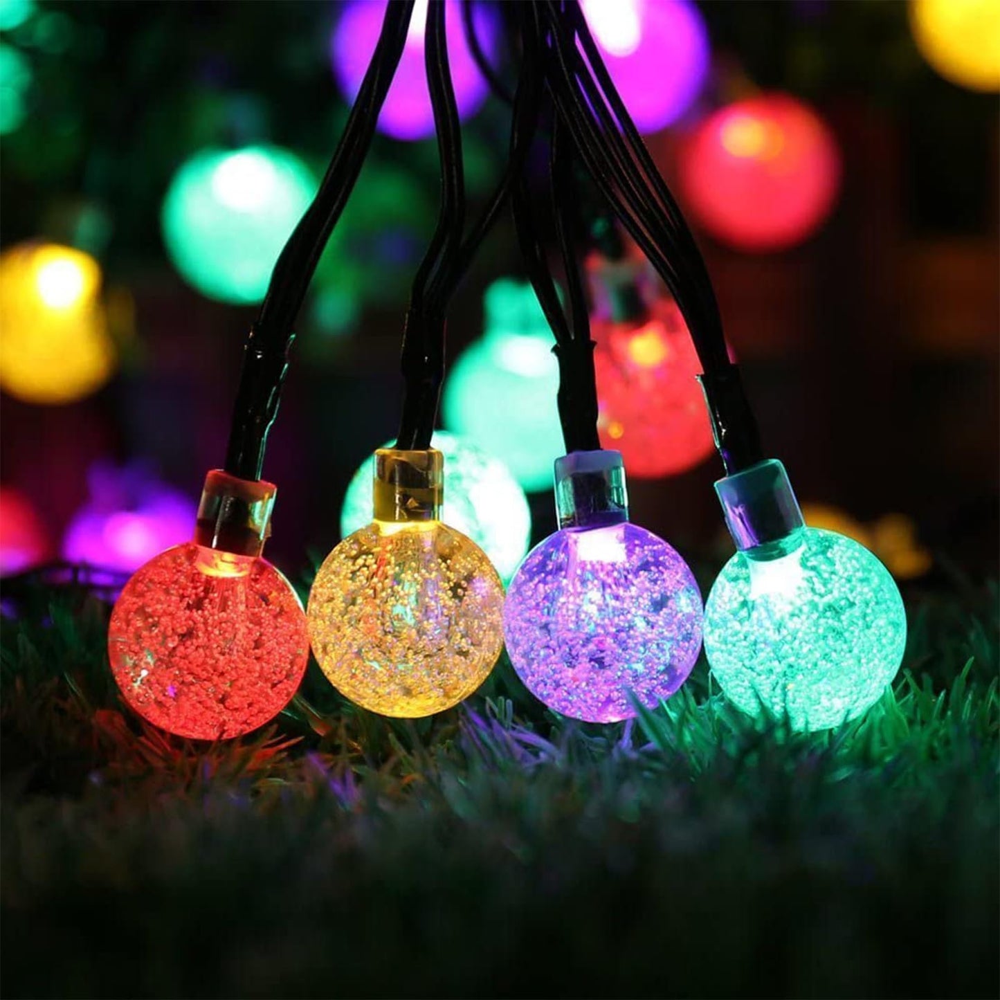 Solar Garden Lights Outdoor, 36ft 60 LED Solar String Lights Waterproof, Solar Powered Crystal Ball Indoor/Outdoor Fairy Lights Decorative for Garden, Patio, Yard, Festival, Parties (White)