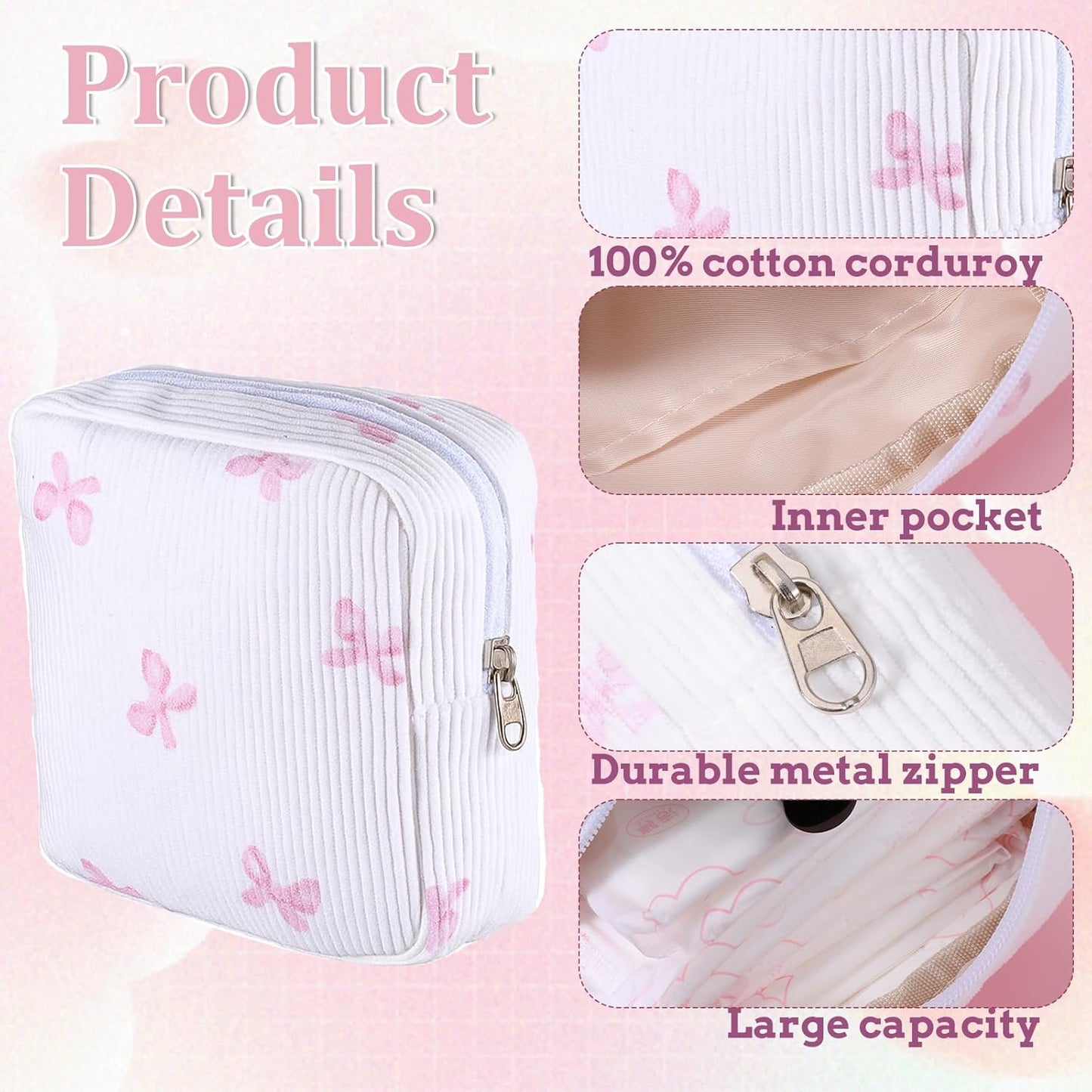 Period Bag for Women, Portable Pad Holder for Purse Pad Pouch Sanitary Napkin Storage Bag with Zipper for Teen Girls Small Make up Bags Pouch for Feminine Products