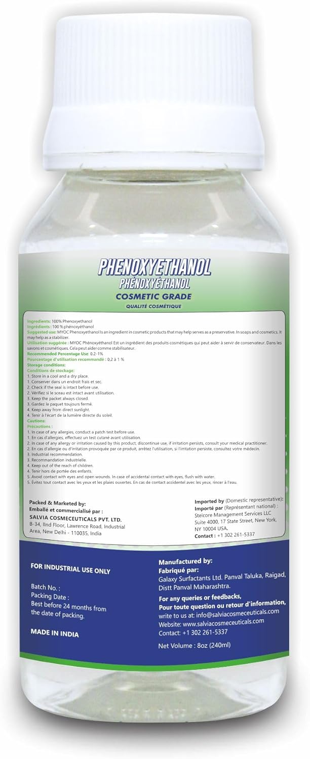 MYOC phenoxyethanol liquid (240 ml)| liquid for preservative,used in skin moisturizer, sunscreen, acne care, hair care, baby products, cosmetic products
