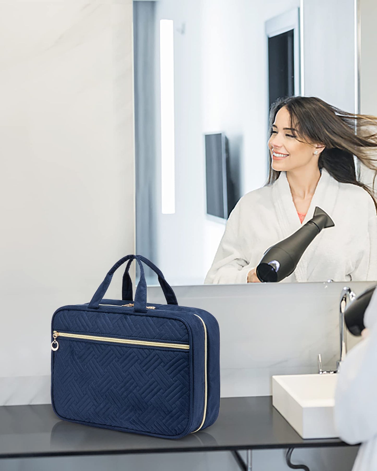 LOVEVOOK Toiletry Bag Hanging Travel Wash Bag for Women, Waterproof Toiletries Makeup Bags with Hook, Large Cosmetic Organizer Ladies, for Full Sized Container