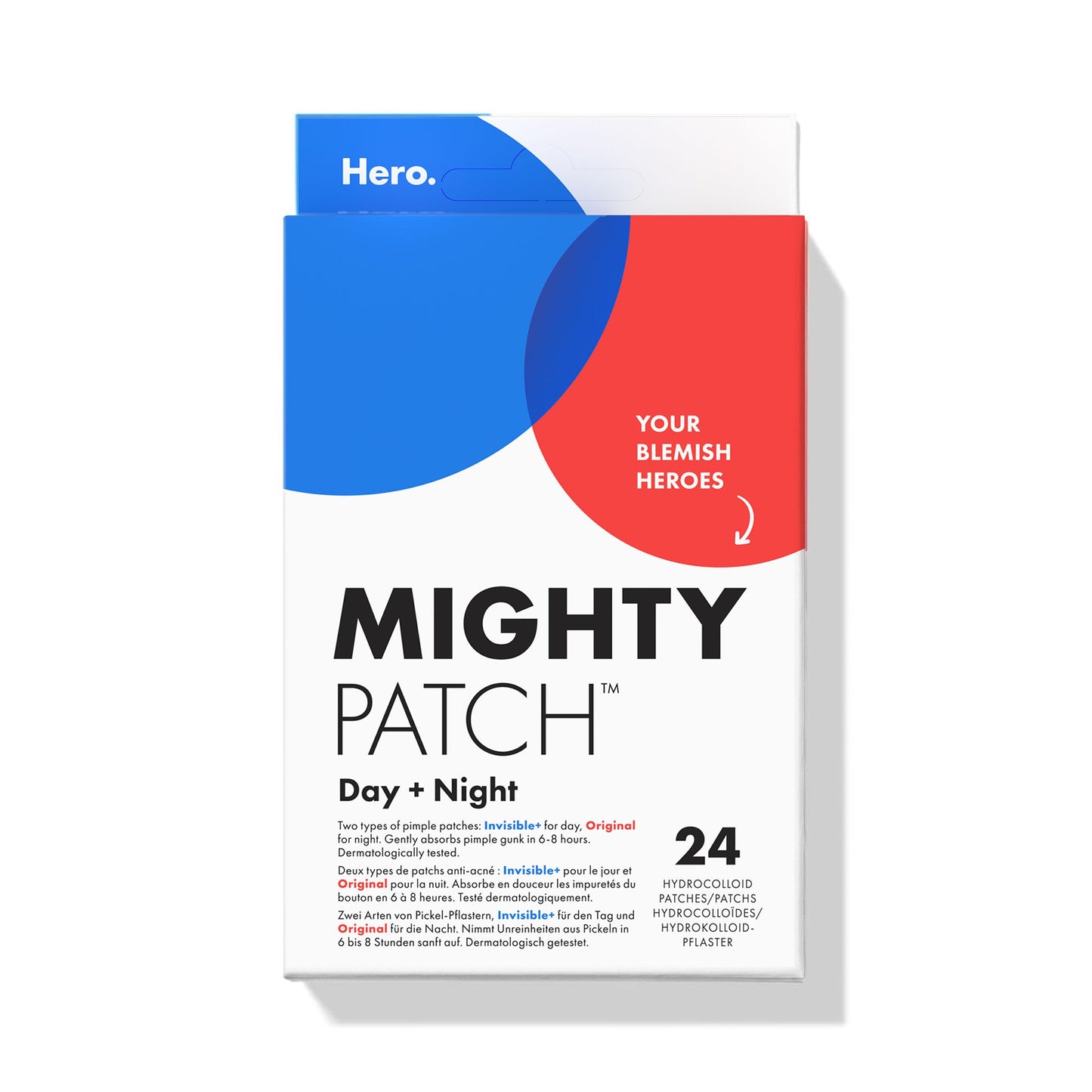 Mighty Patch Original Spot Patches by Hero Cosmetics, Day & Night Time Acne Treatment, Clear Spot Remover Hydrocolloid Patches, Anti Acne Dots, Spot Treatment Pimple Stickers - 36 Patches
