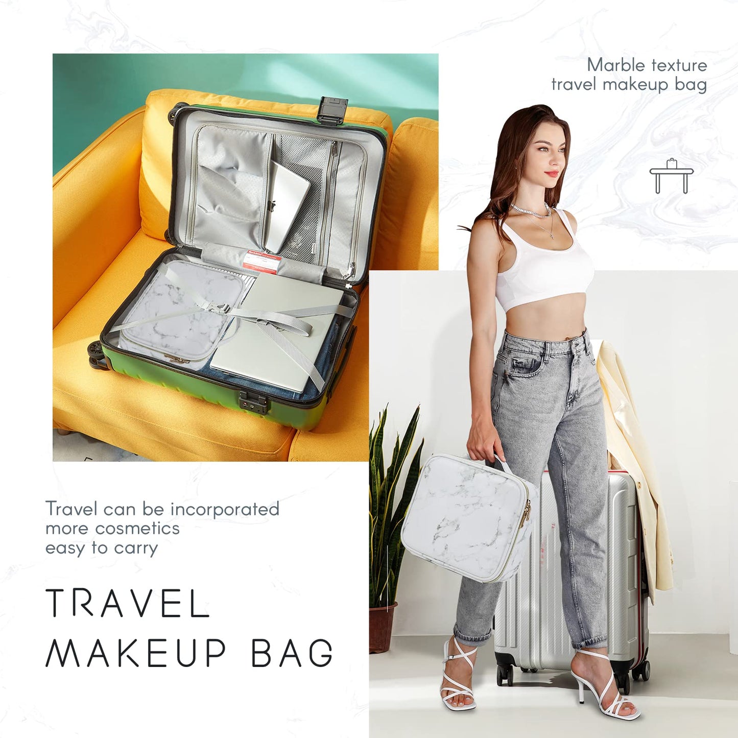 Joligrace Makeup Bag Cosmetic Case Vanity Travel Beauty Box Make Up Train Case Hairdressing Tools Organiser with Adjustable Compartment Oxford Fabric, Black