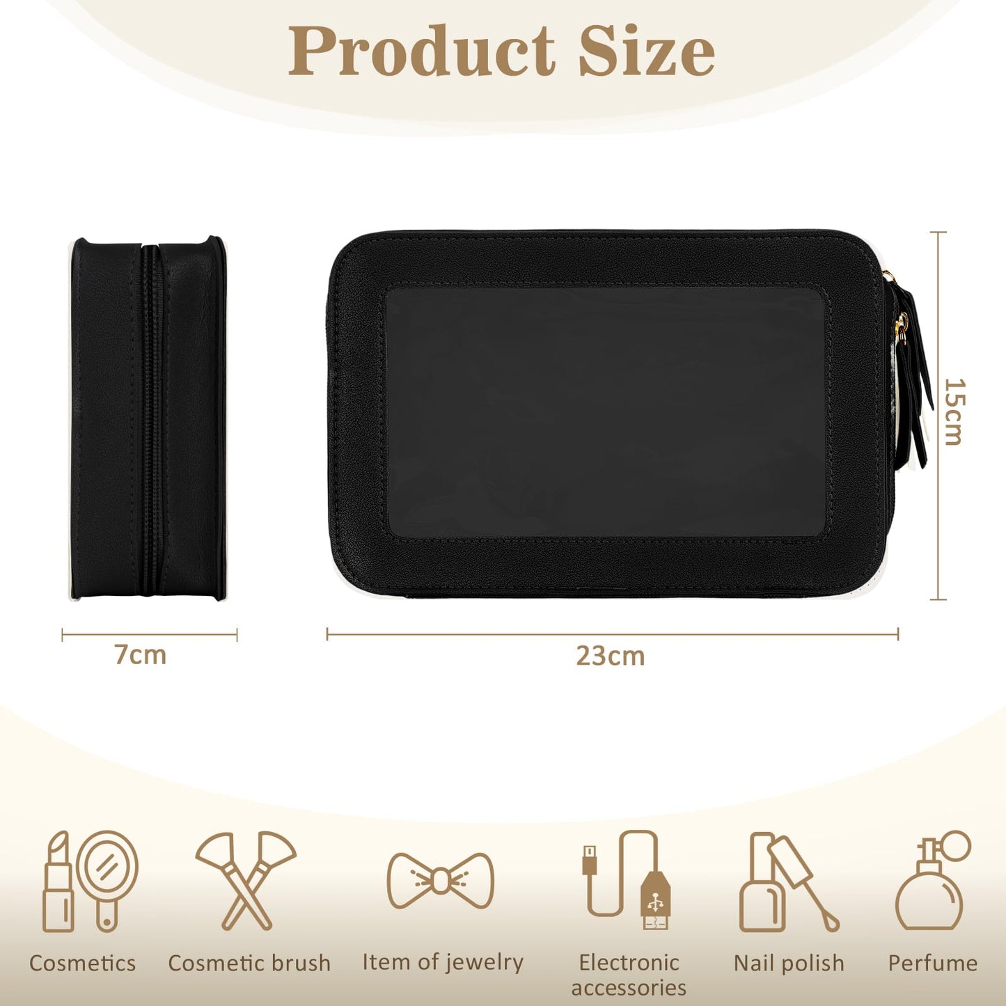 Clear Makeup Bag Travel Toiletries Bags for Women Cosmetic Bags with Double Zippers Waterproof Small Makeup Bag for Ladies Girls