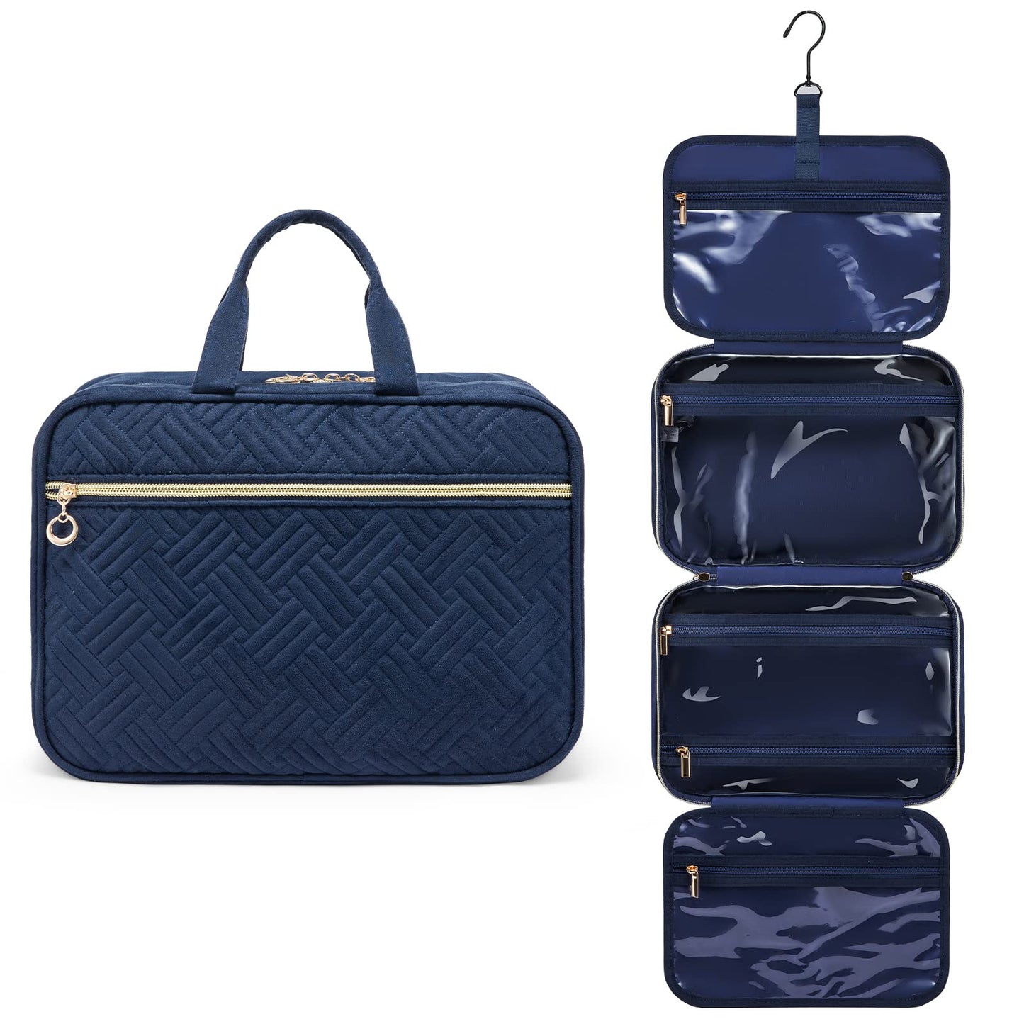 LOVEVOOK Toiletry Bag Hanging Travel Wash Bag for Women, Waterproof Toiletries Makeup Bags with Hook, Large Cosmetic Organizer Ladies, for Full Sized Container