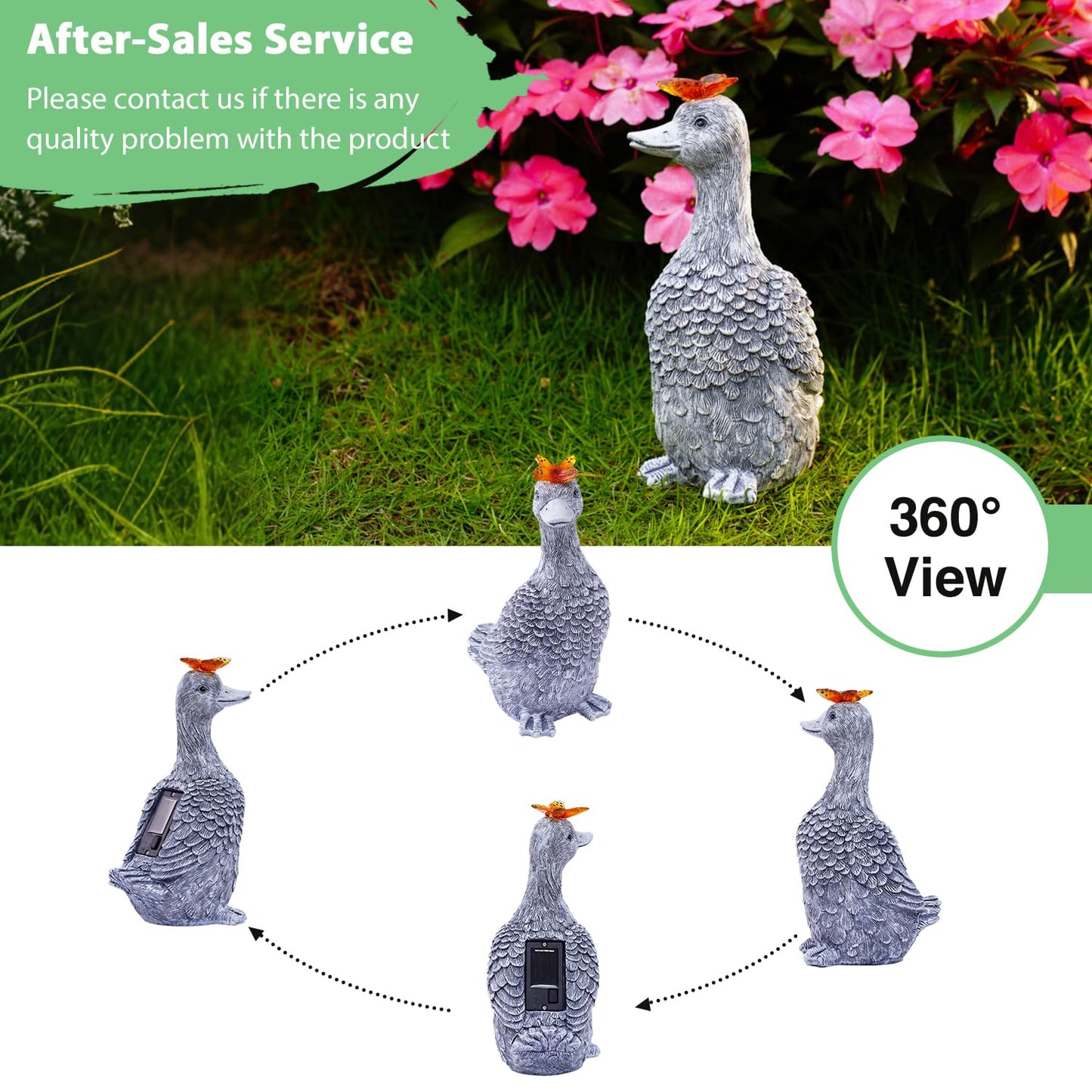 Dog Garden Ornaments With Solar Butterfly - Unique Gifts for Women Mum Men - Outdoor Puppy Decor for Patio Yard Lawn Balcony Resin Waterproof Sculpture