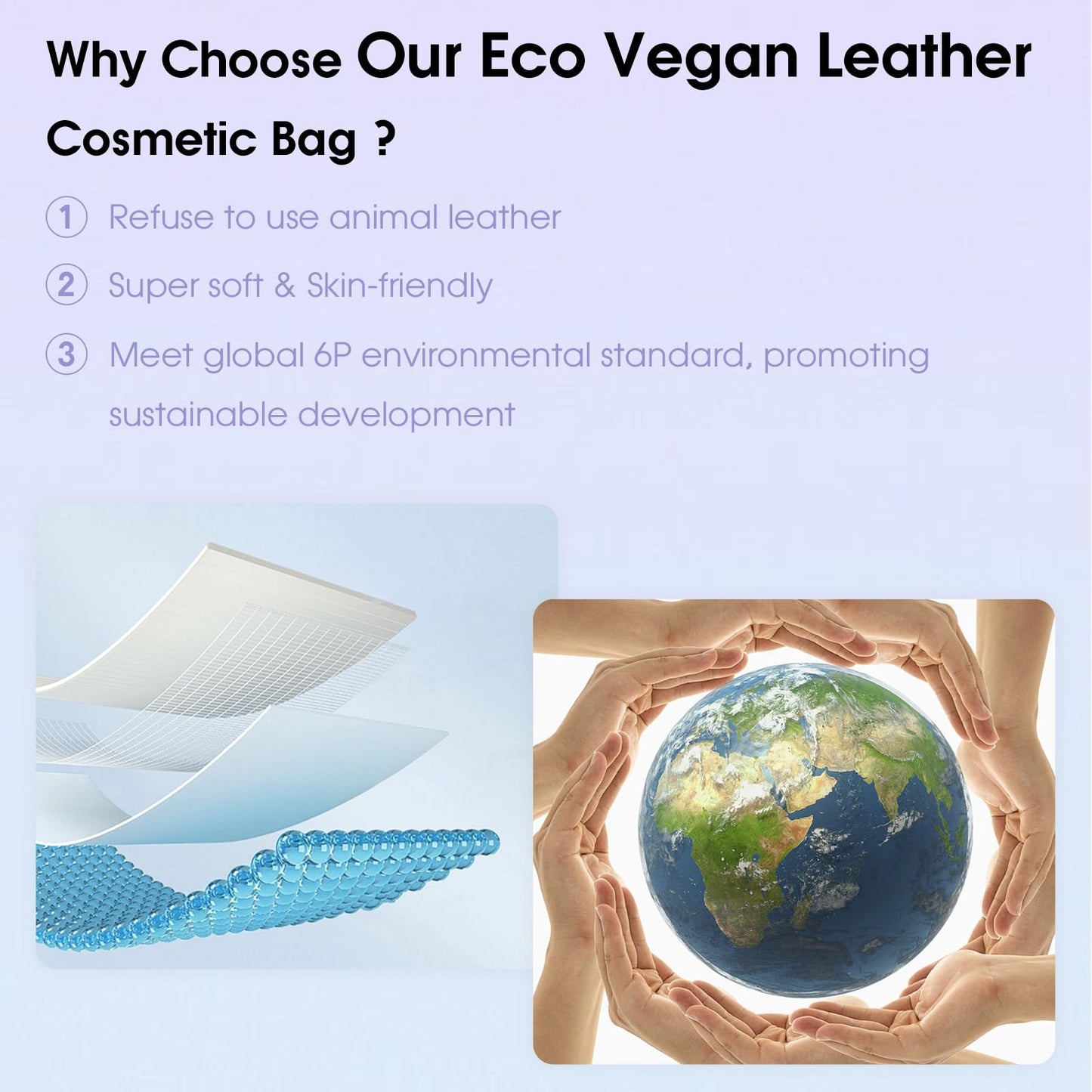 Small Makeup Bag for Handbag, Mini Make Up Bag for Purse, Small Makeup Pouch for Women, Cosmetic Bag with Slip-in Pockets, Vegan Leather Travel Makeup Bag, Black (Patent Pending)