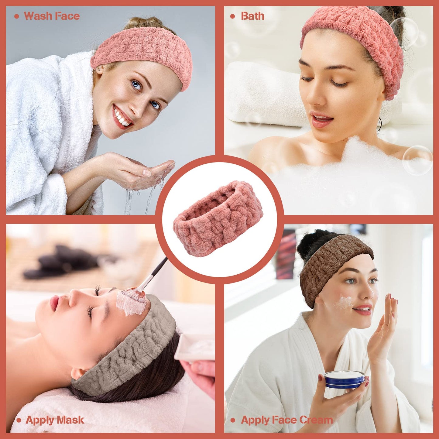 Chuangdi 3 Pieces Spa Headband for Women Facial Makeup Headband Soft Terry Cloth Hairband for Washing Face Mask Spa Shower Gifts(Light Orange, Light Purple, Light Green)