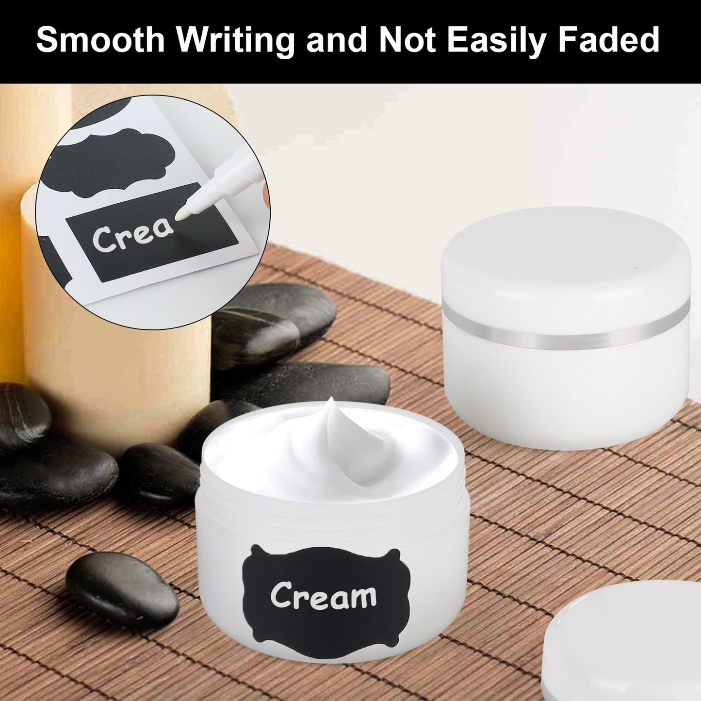 15 Pcs 50ml Cosmetic Sample Jars, Plastic Refillable Travel Pots, Cosmetic Pots with Lids, Travel Pots for Toiletries, with Spatulas, Labels and Pen for Makeup Beauty Nails