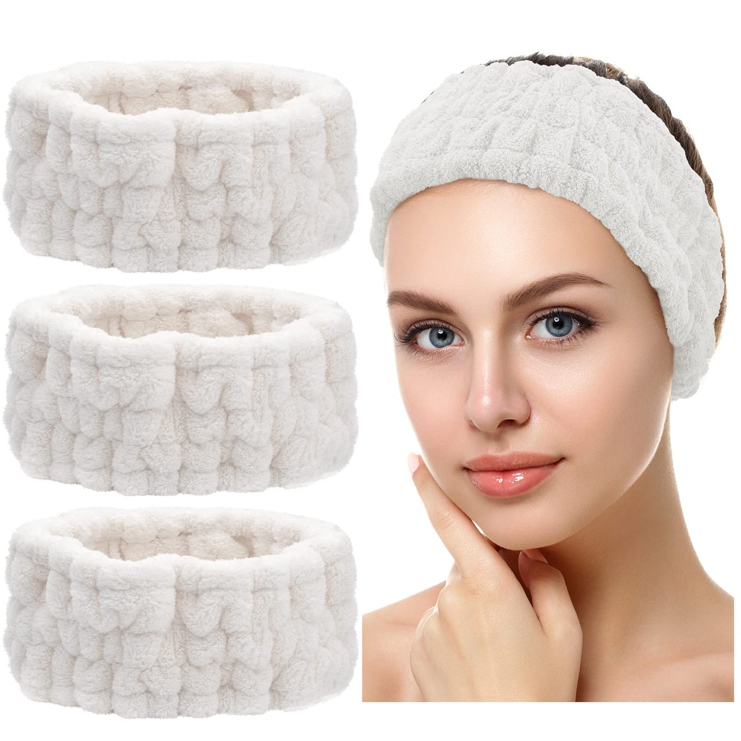 Chuangdi 3 Pieces Spa Headband for Women Facial Makeup Headband Soft Terry Cloth Hairband for Washing Face Mask Spa Shower Gifts(Light Orange, Light Purple, Light Green)