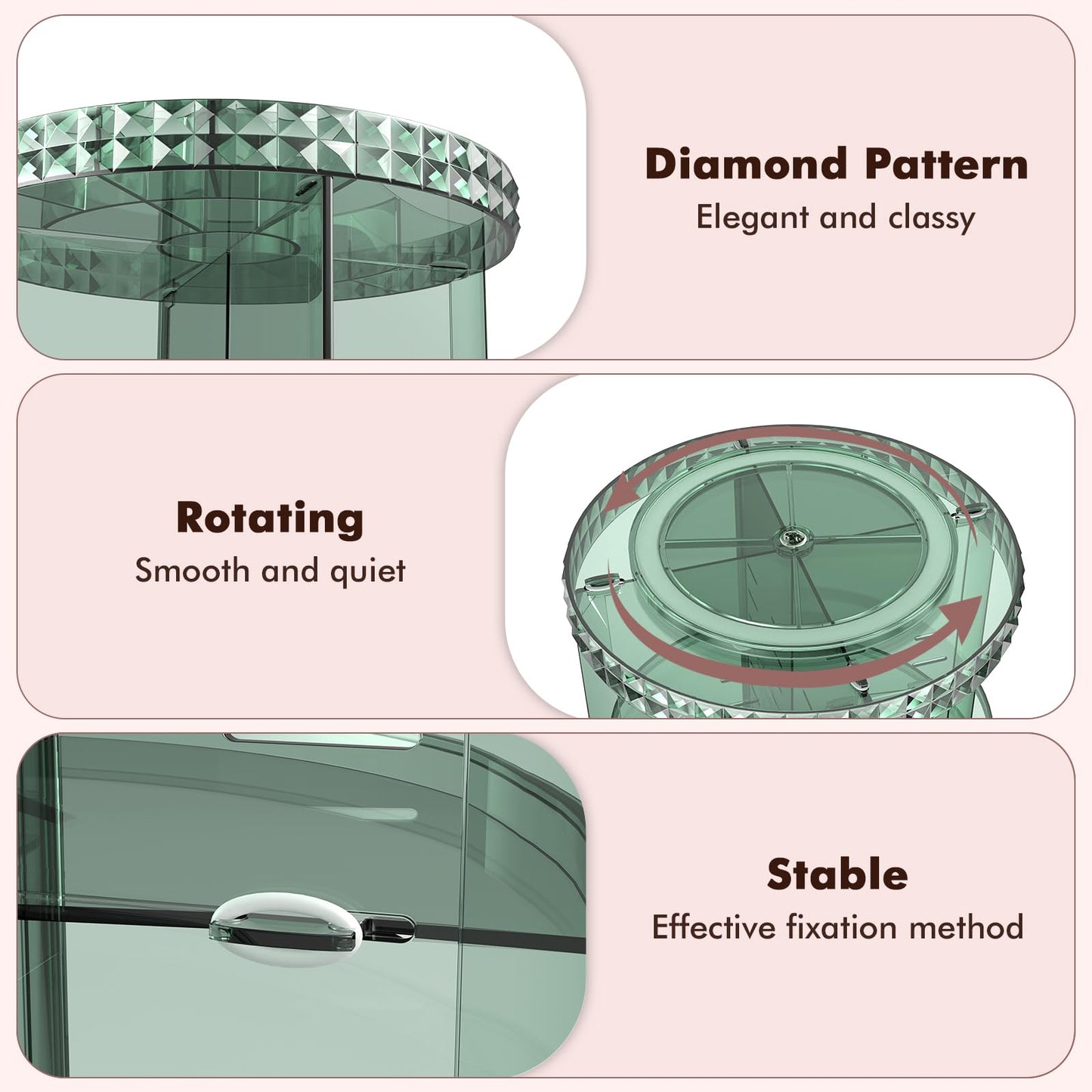 Rotating Makeup Organizer, 360° Spinning Skincare Organizers, Adjustable Layer Cosmetic Storage Lazy Susan Makeup Organizers for Dresser Bathroom, Large, Clear