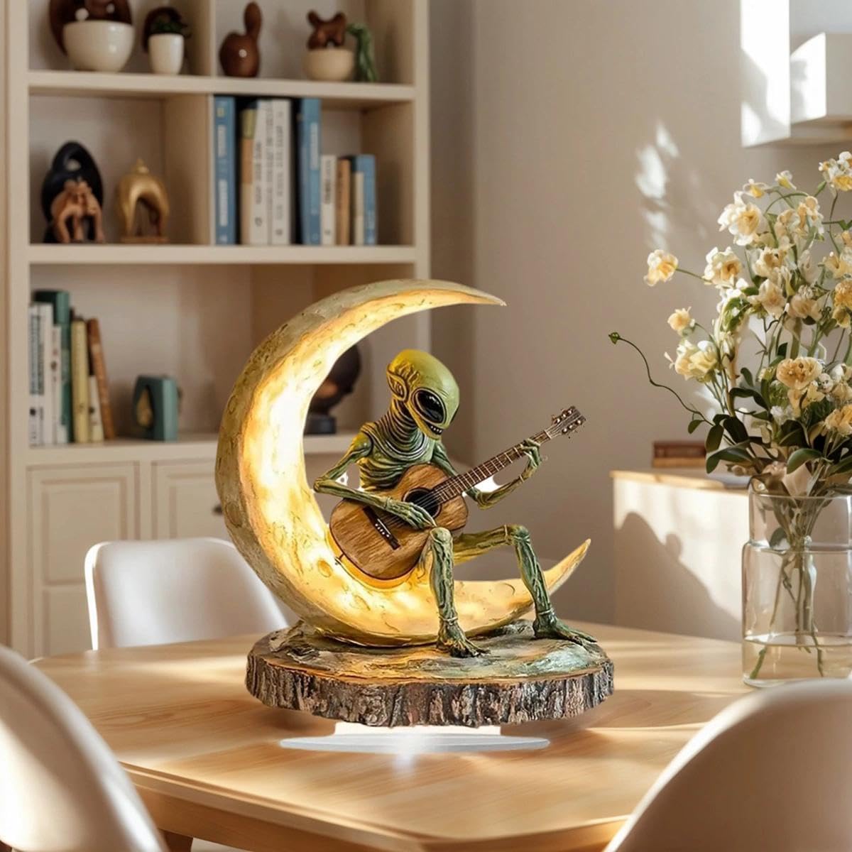 1PC Alien Garden Decor, Unique Alien Garden Statue, Figurine for Home and Yard, Acrylic Moon Guitarist Sculpture for Artistic Spaces