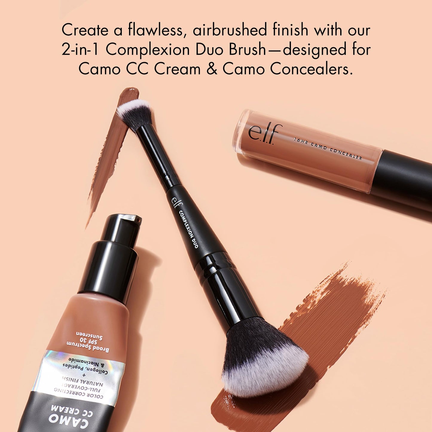 e.l.f. Buffing Foundation Brush, Tapered Make-up Brush for a Seamless-Looking Finish & Even Coverage, Vegan & Cruelty-Free