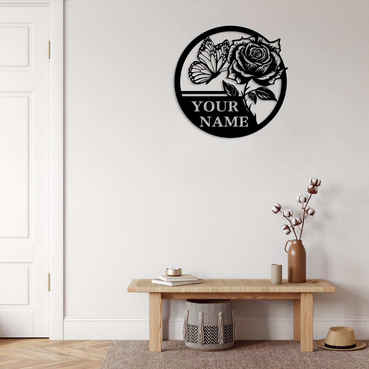 Custom Garden Name Metal Sign,Rose Flower Garden Metal Sign,Personalized Rose Flower Sign, With Stake Porch Decor Garden Decoration,Mother's Day Mom Grandma Gardener Gift (Rose A)