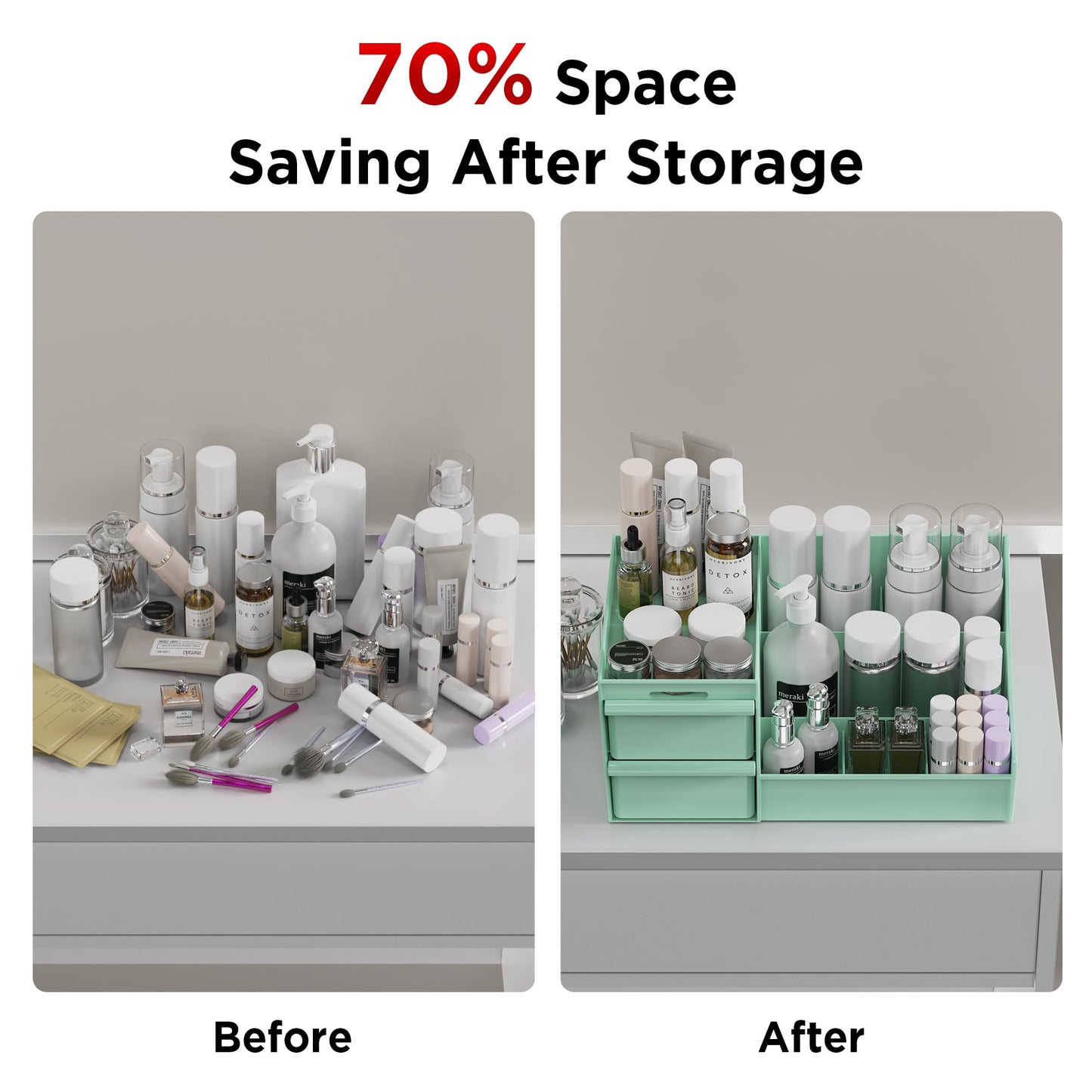 Makeup Organizer Storage Drawers, Large Capacity Cosmetic Organisers for Lipsticks, Jewelry, Nail Care, Skincare Organiser for Vanity, Ideal Desk Organizer for Dresser and Bathroom