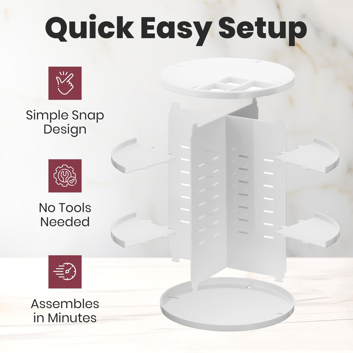 360 Rotating Makeup Organizer - Adjustable Shelf Height and Fully Rotatable. The Perfect Cosmetic Organizer for Bedroom Dresser or Vanity Countertop. (Black)