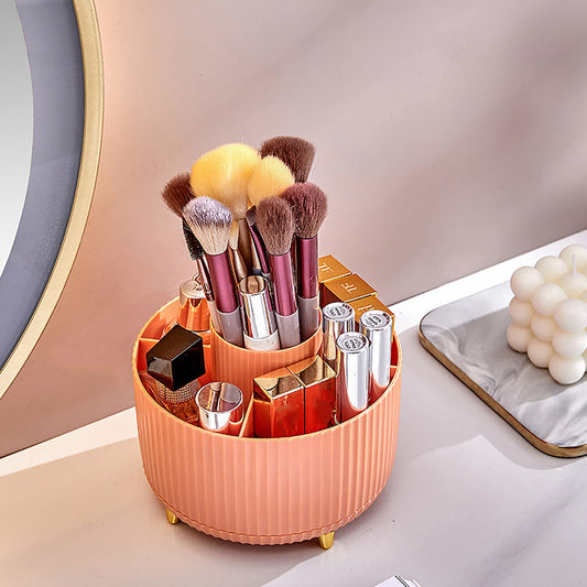 Rotating Makeup Brush Organizer Spinning Make up Brush Stand Holder 5 Slot Decorative Stationery Storage Boxes Cosmetics Display Organiser for Brushes Lipsticks Pencils Comb