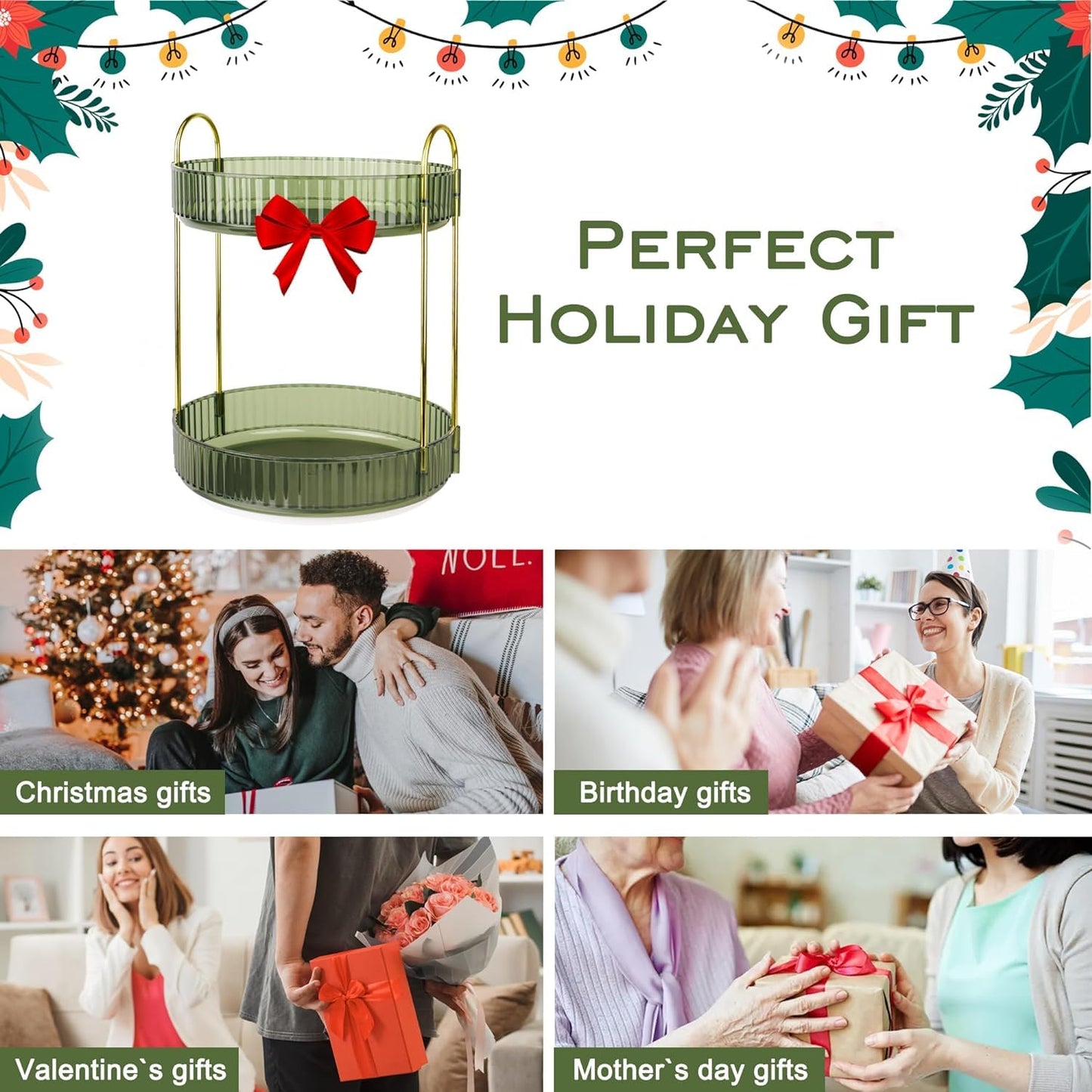 Rotating Makeup Organizer for Vanity, Large Skincare Make Up Storage Perfume Organizers for Bathroom Counter, Clear Cosmetic Lipstick Toiletry Dresser Organizer Spinning Holder