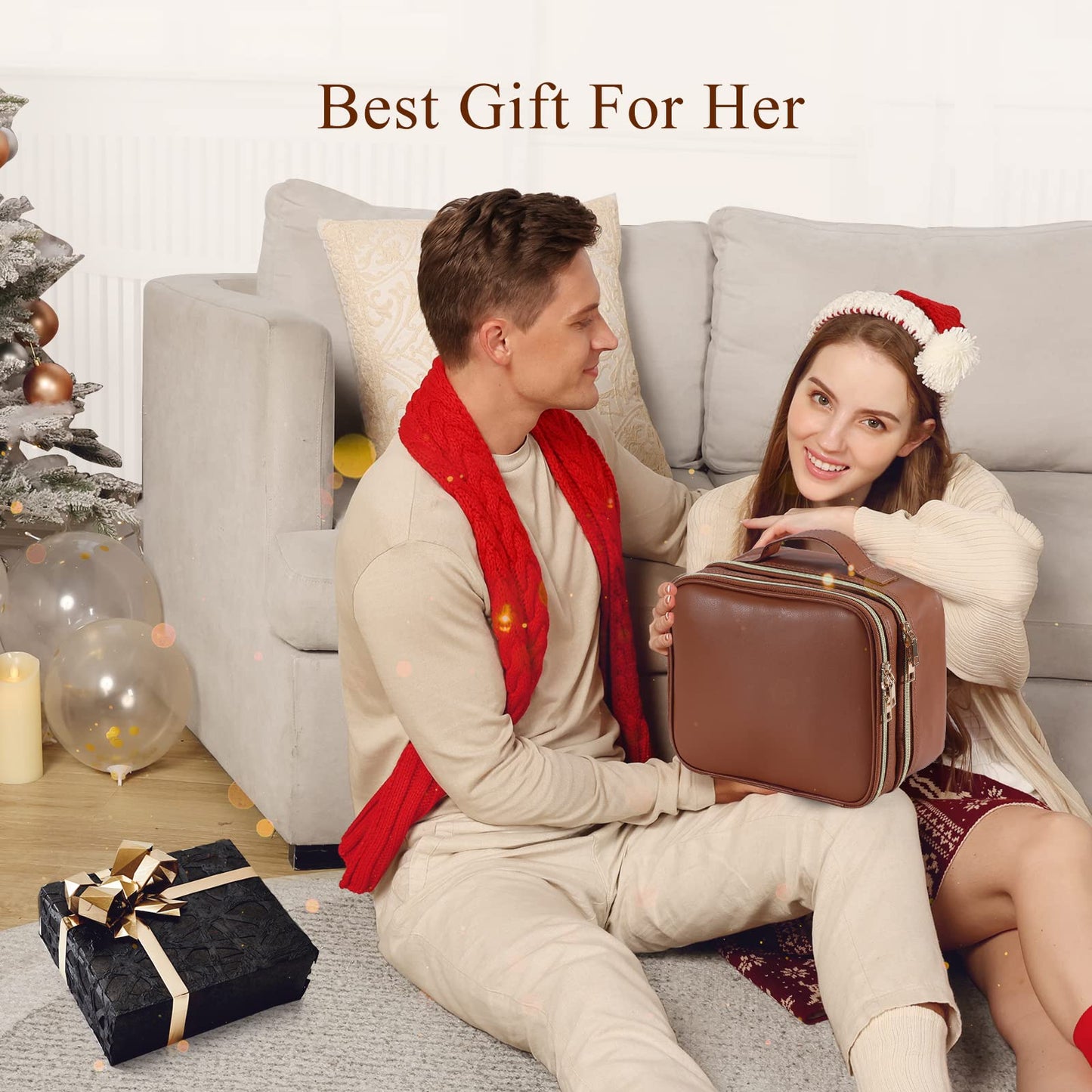 Joligrace Makeup Bag Cosmetic Case Vanity Travel Beauty Box Make Up Train Case Hairdressing Tools Organiser with Adjustable Compartment Oxford Fabric, Black